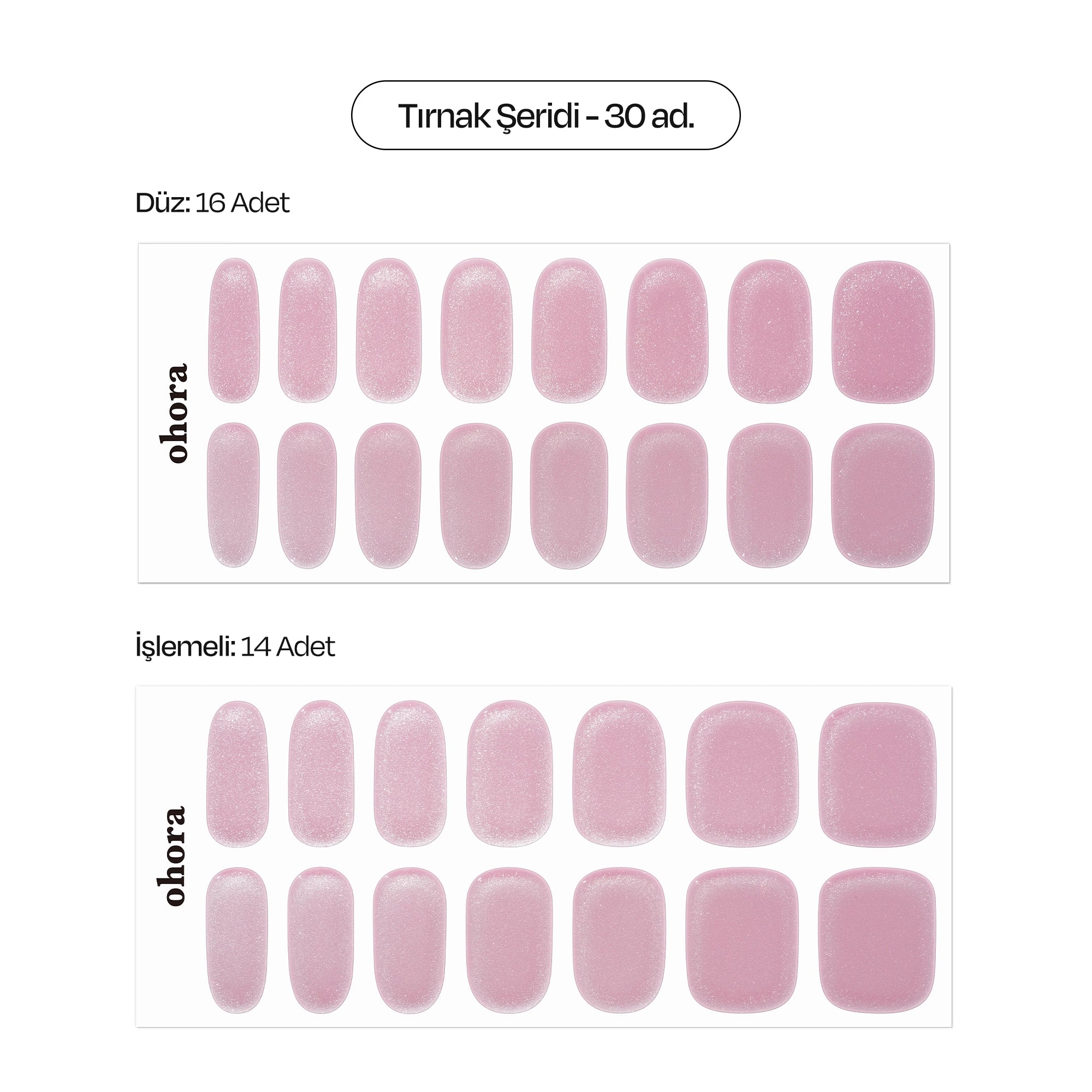 N Baby Pink Chrome Jel Tırnak 30 Adet, 2 Kullanım
