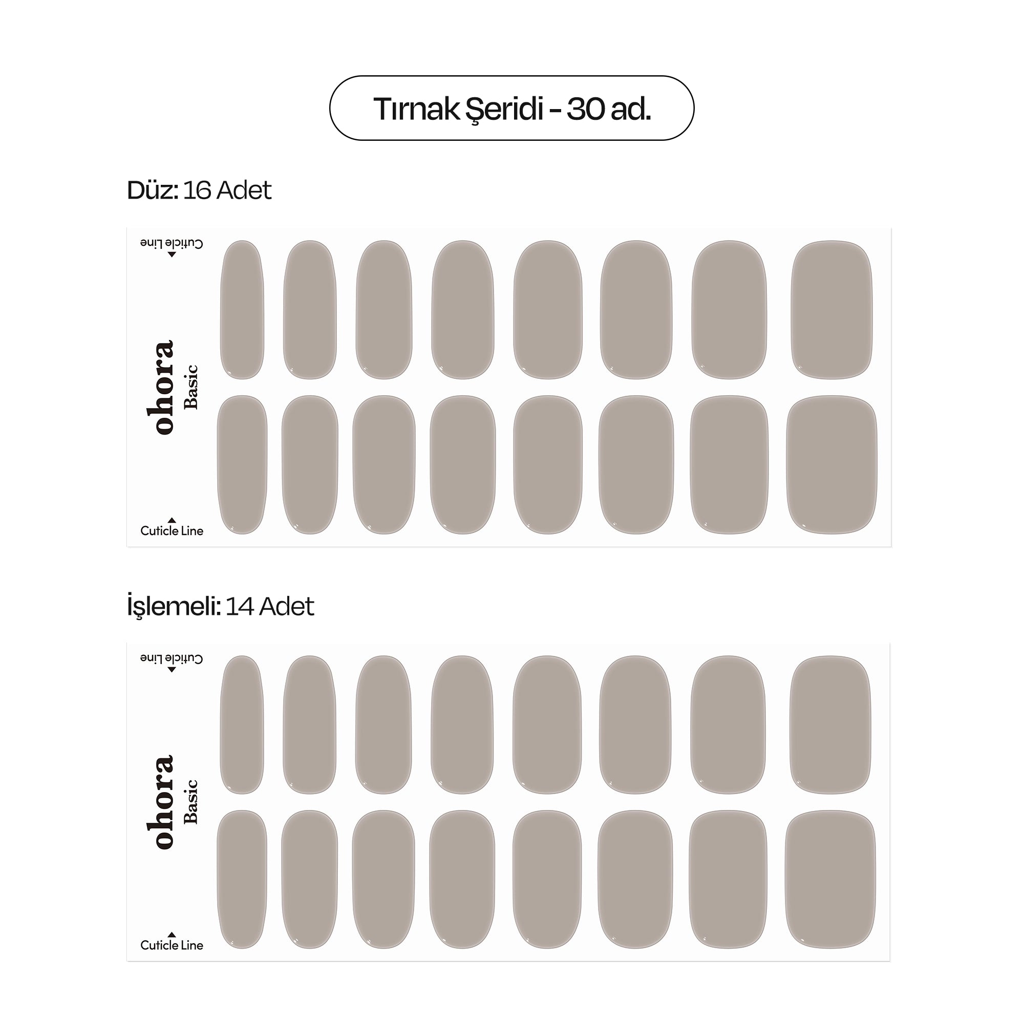 N Bare Gray Jel Tırnak 30 Adet, 2 Kullanım
