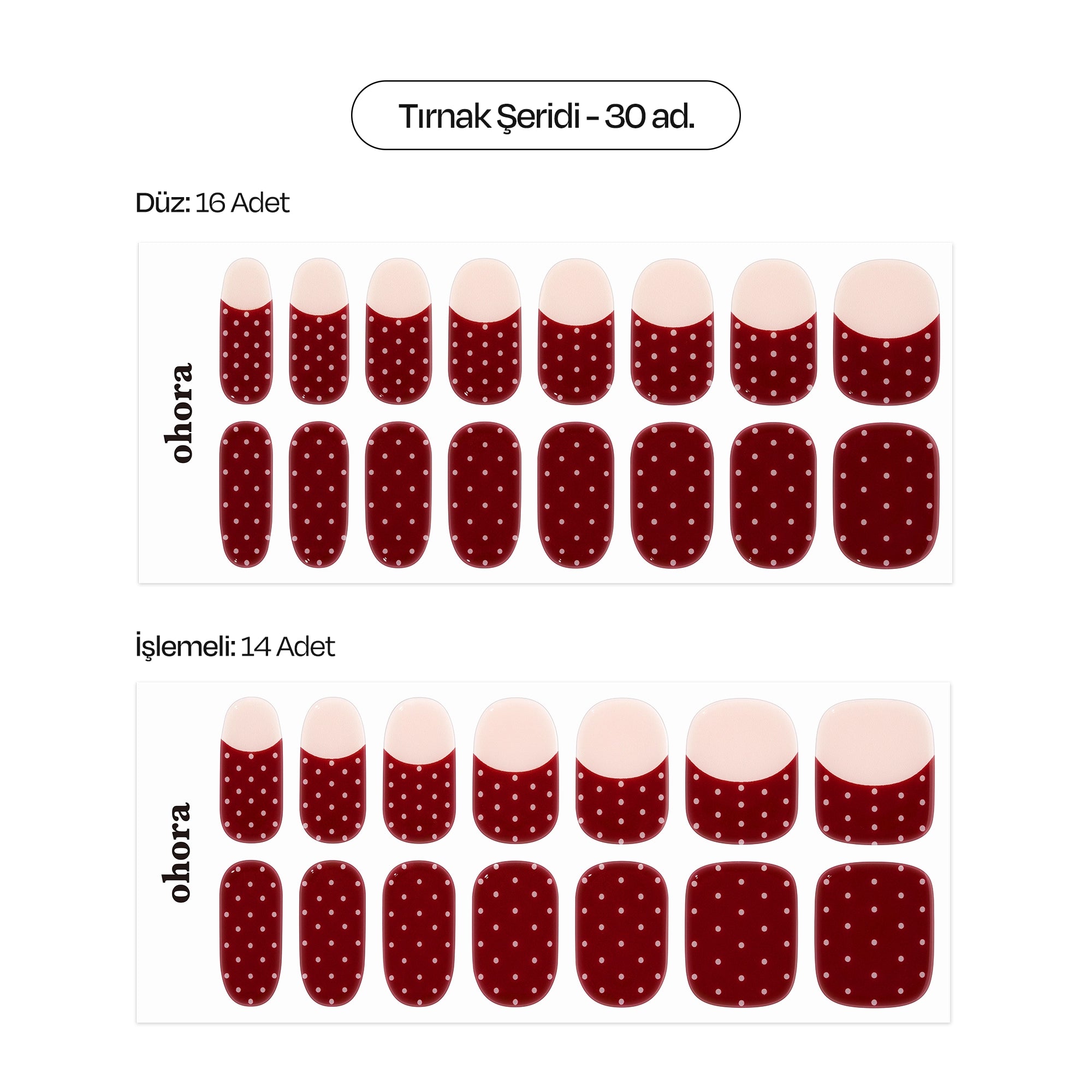 N Berry Polka Jel Tırnak 30 Adet, 2 Kullanım