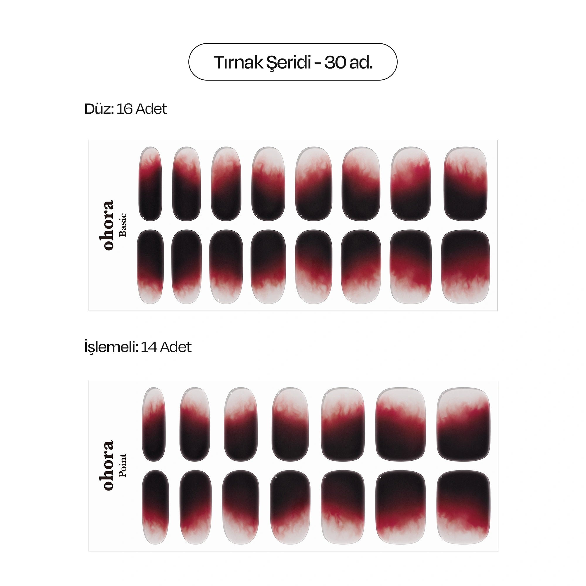 N Blood Drop Jel Tırnak 30 Adet, 2 Kullanım