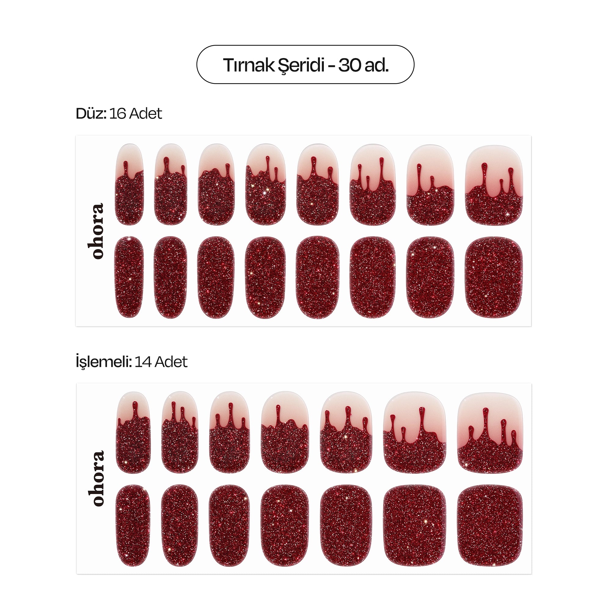 N Candy Blood Jel Tırnak 30 Adet, 2 Kullanım