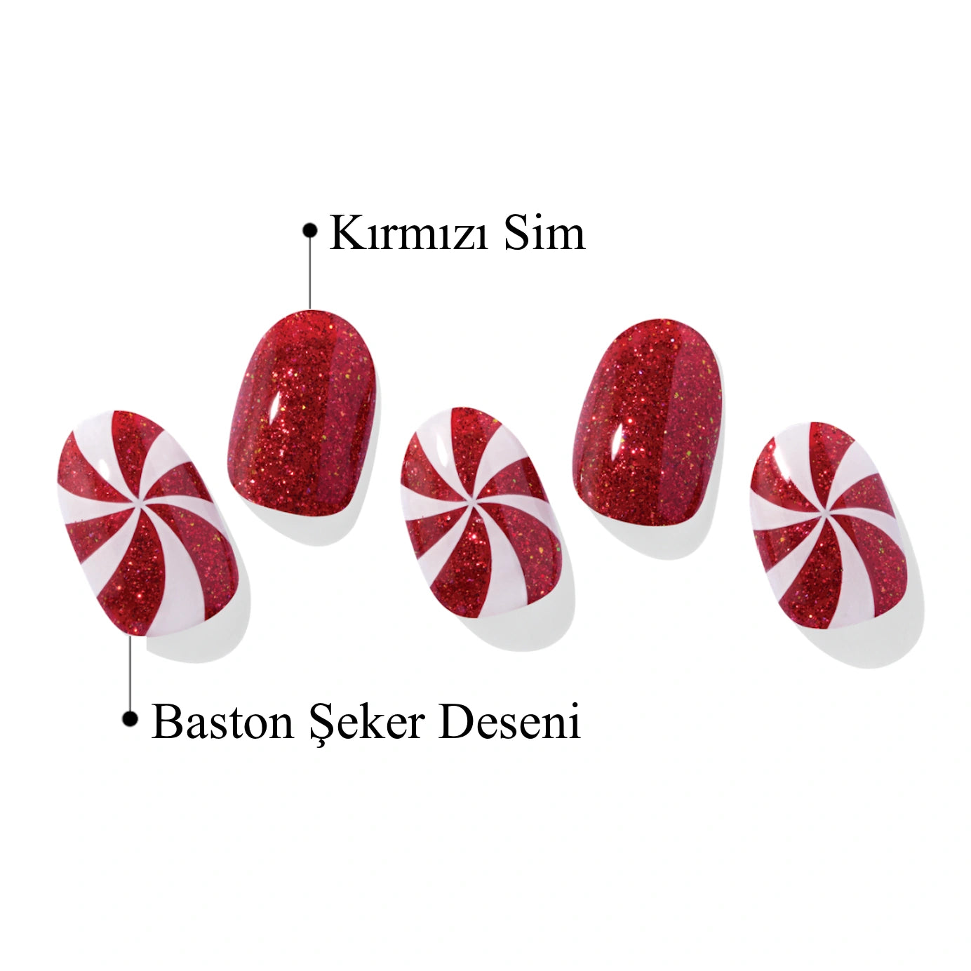 N Candycane Swirl Jel Tırnak 30 Adet, 2 Kullanım - 7