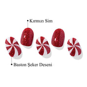 N Candycane Swirl Jel Tırnak 30 Adet, 2 Kullanım - 7