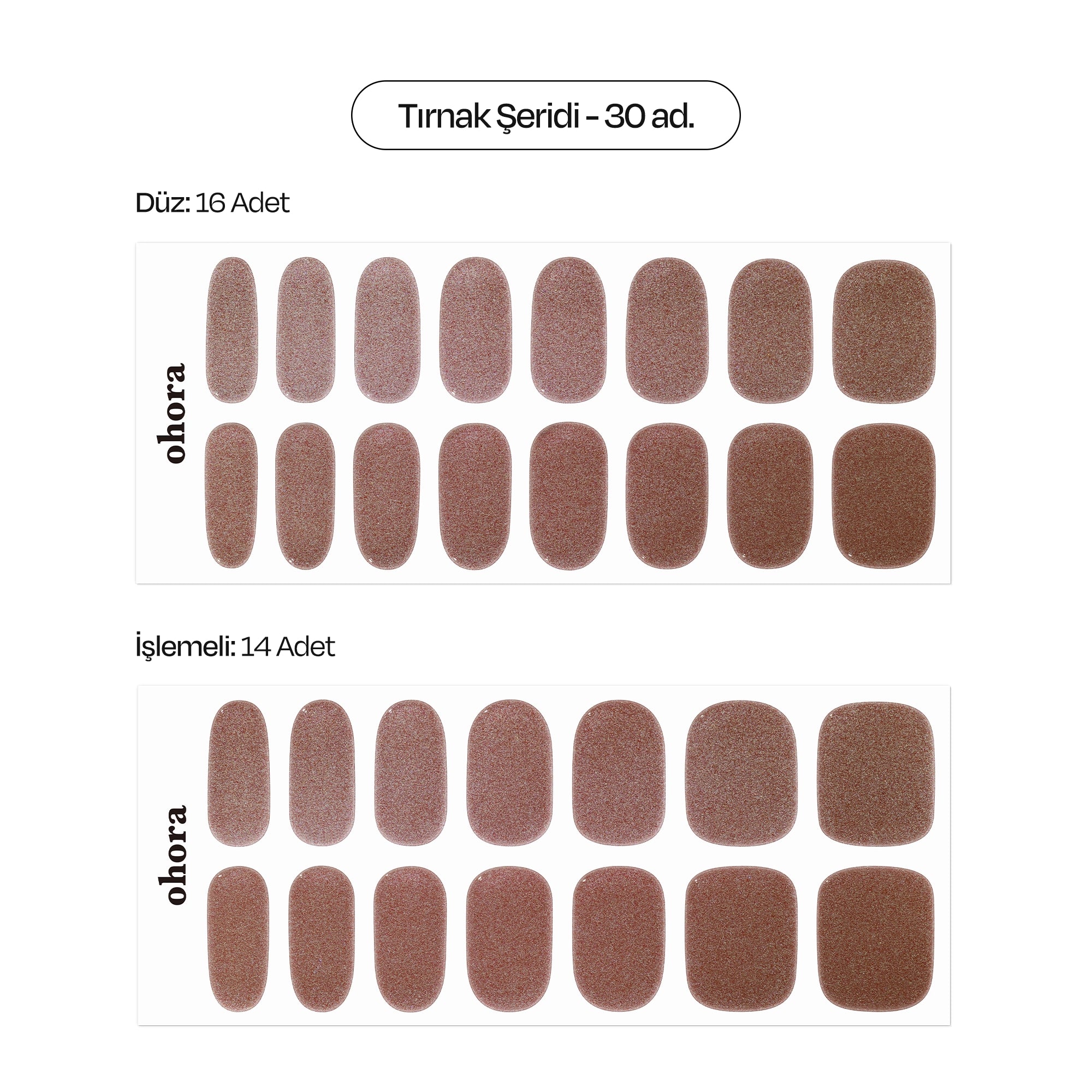 N Chocolate Chrome Jel Tırnak 30 Adet, 2 Kullanım