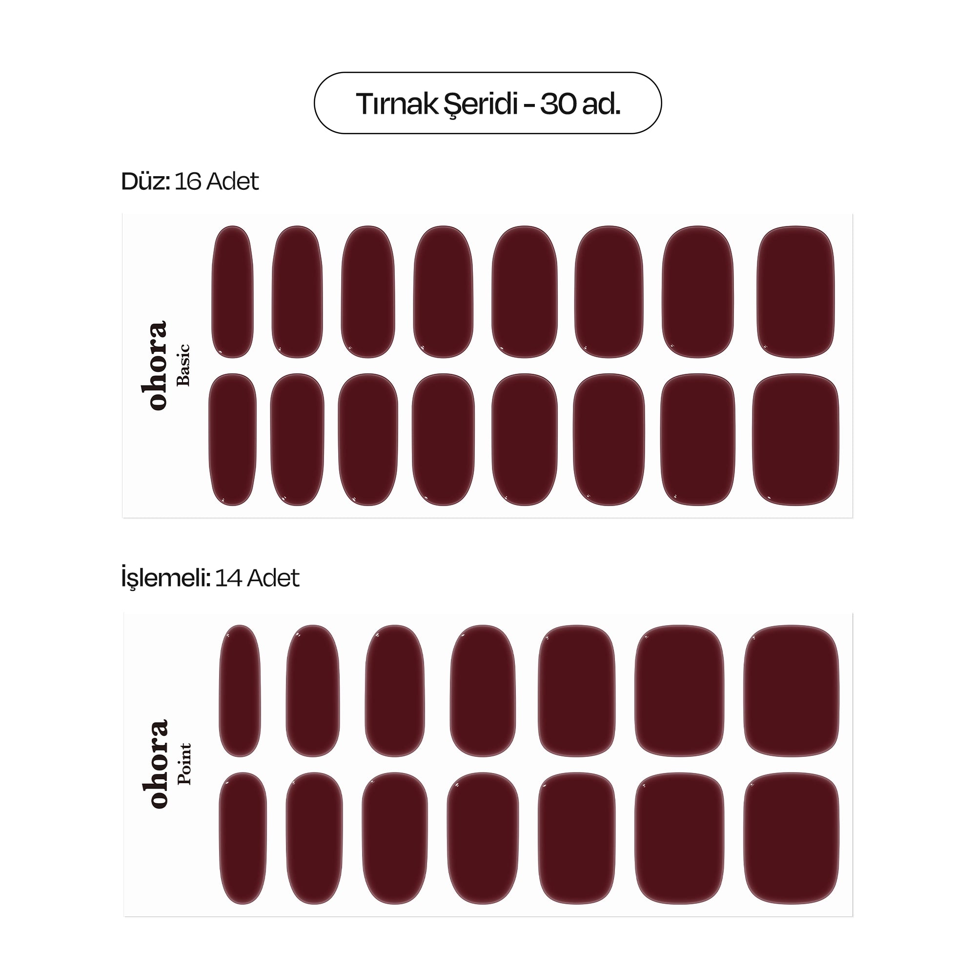 N Classic Burgundy Jel Tırnak 30 Adet, 2 Kullanım