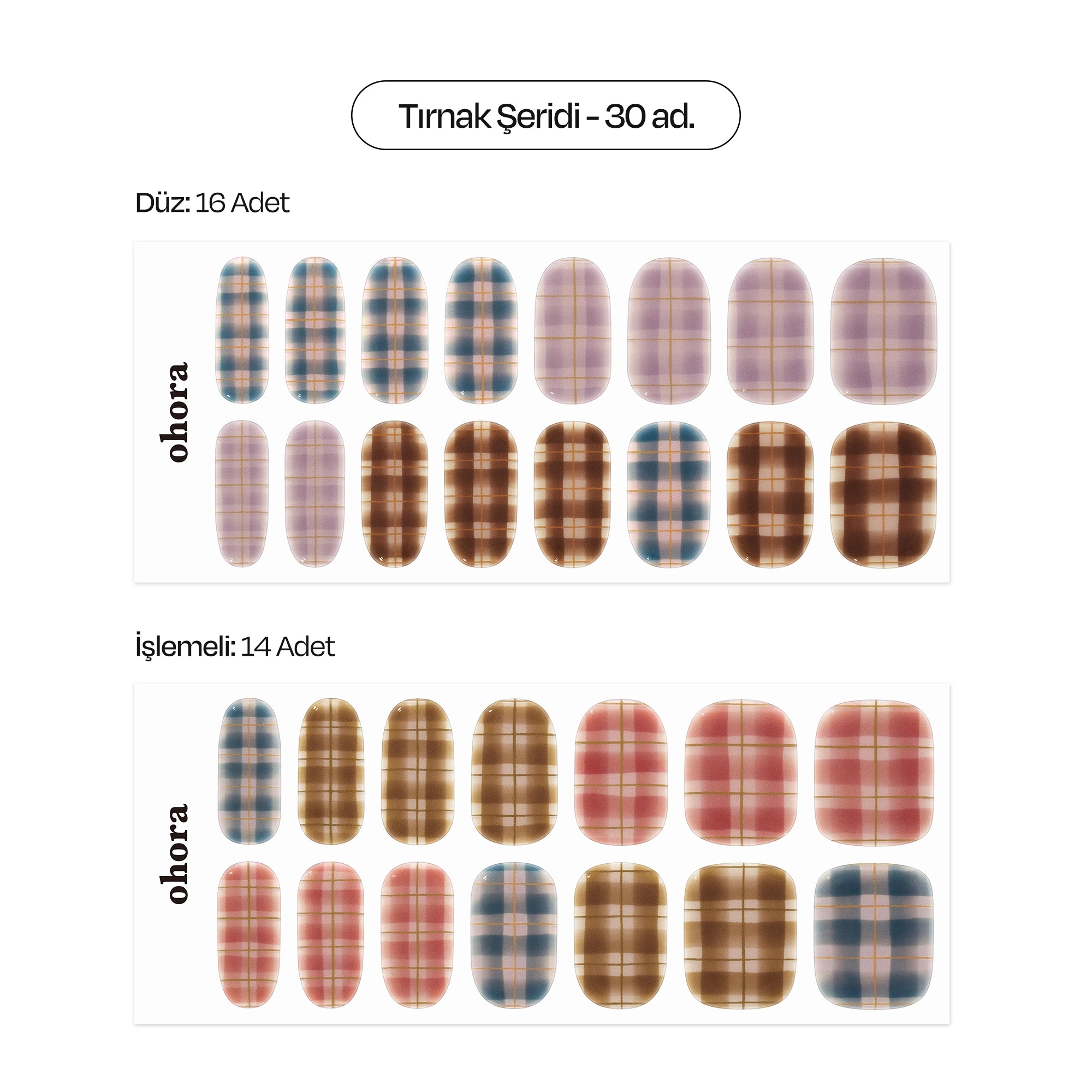 N Cozy Plaid Jel Tırnak 30 Adet, 2 Kullanım