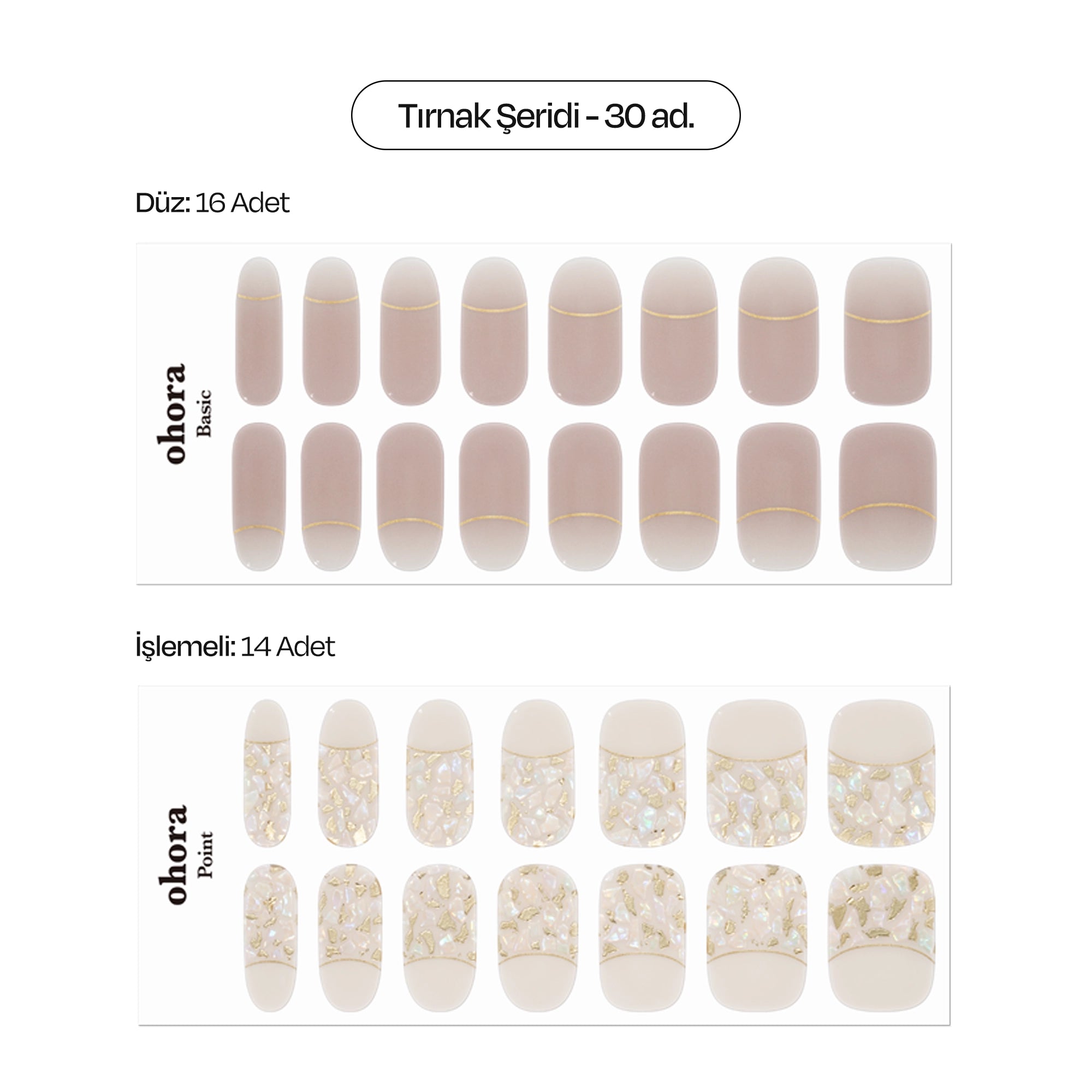 N Cream Shell Jel Tırnak 30 Adet, 2 Kullanım