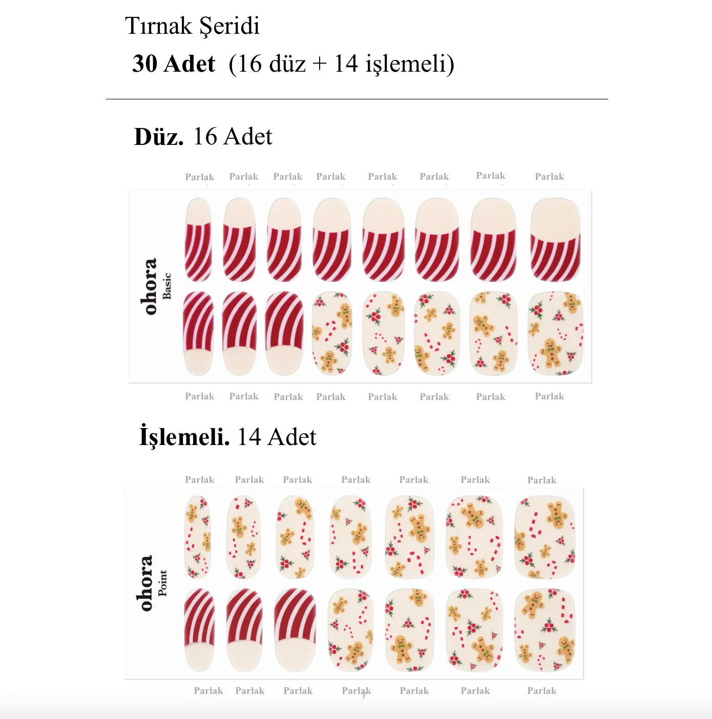 N Gingerbread Cane Jel Tırnak 30 Adet 2 Kullanım
