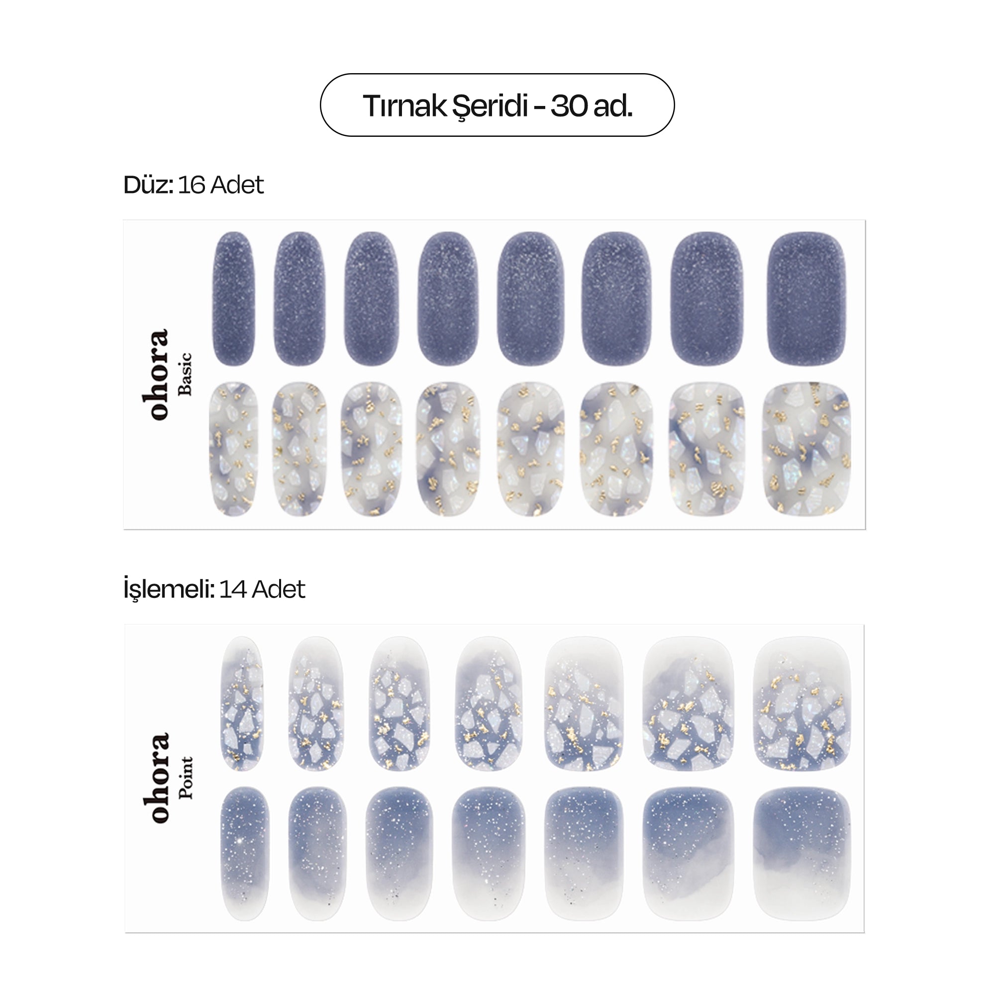 N Gleam Blue Jel Tırnak 30 Adet, 2 Kullanım