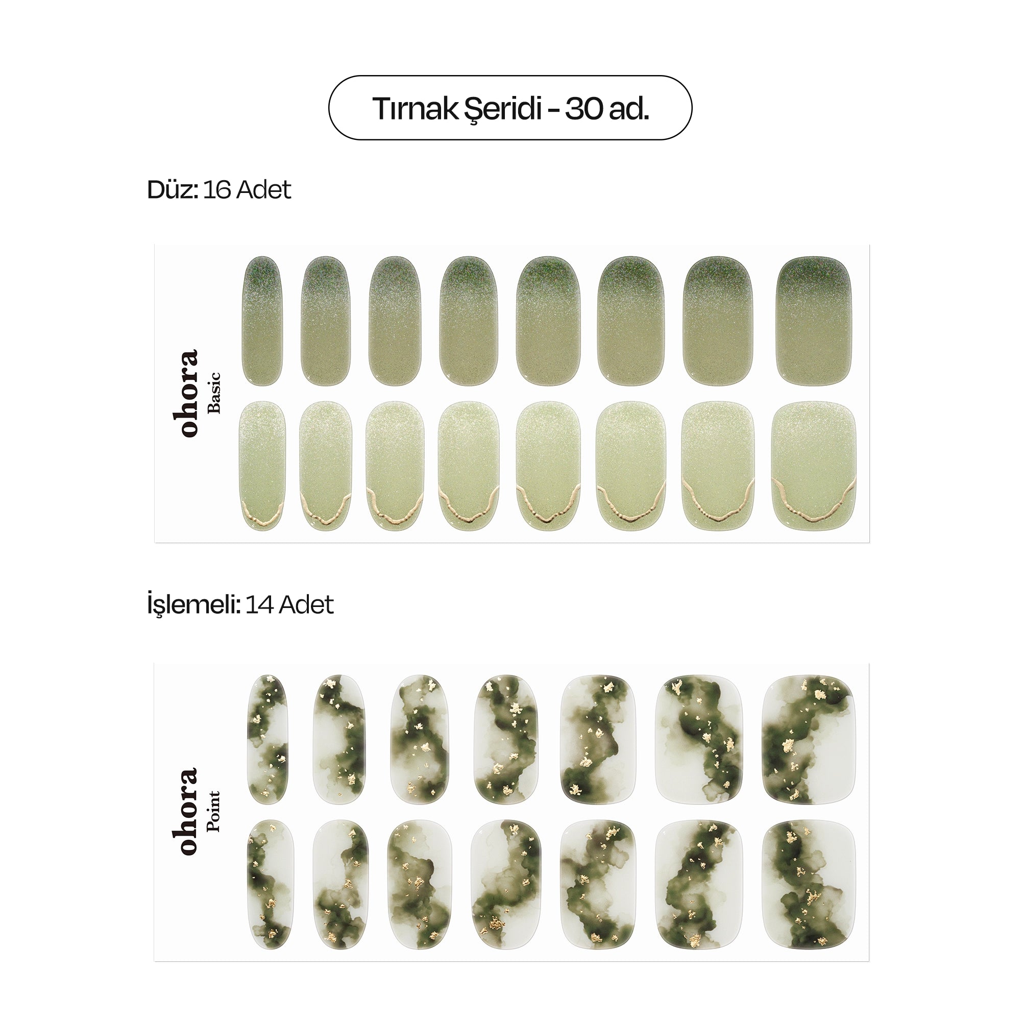 N Glimmering Leaf Jel Tırnak 30 Adet, 2 Kullanım