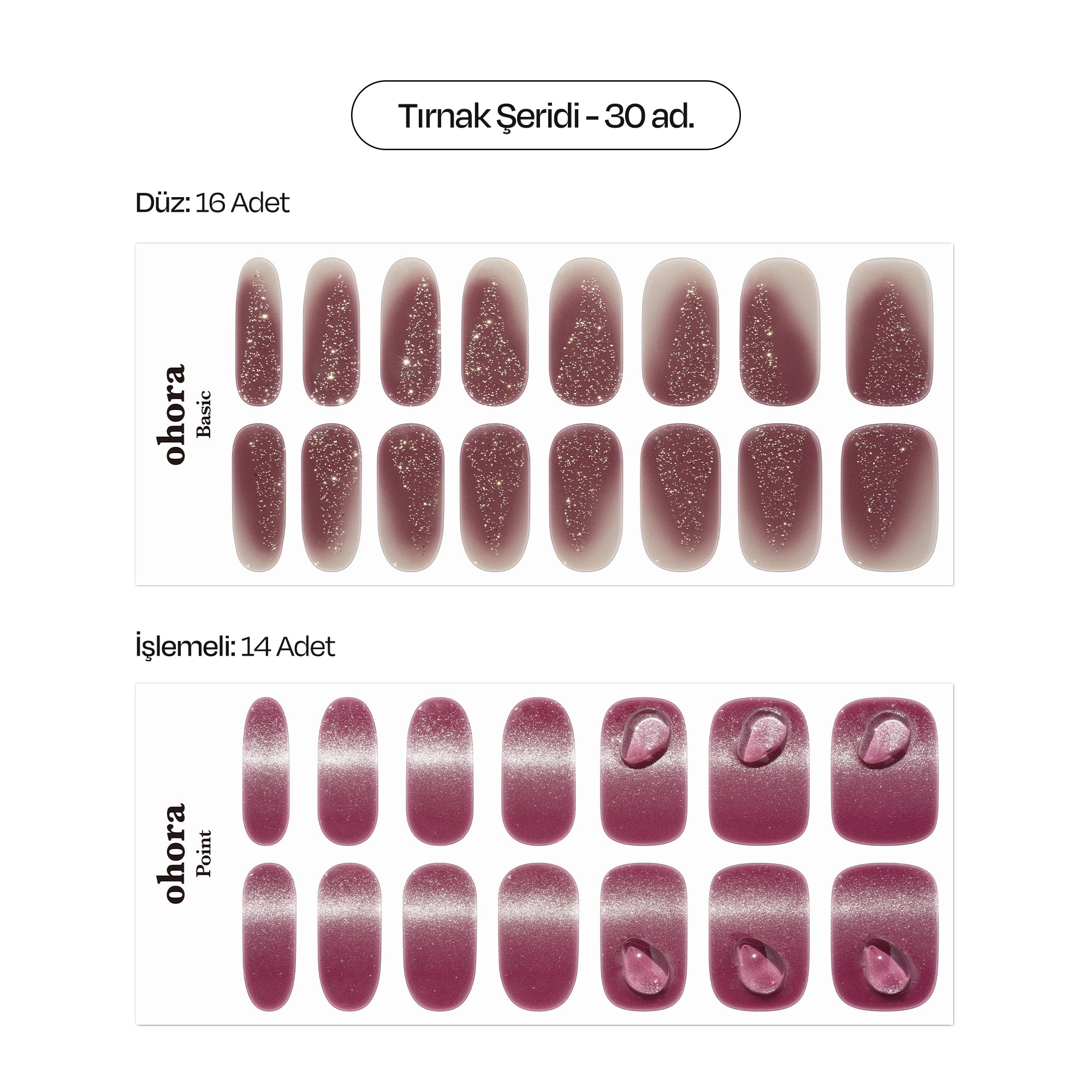 N Grape Glaze Jel Tırnak 30 Adet, 2 Kullanım