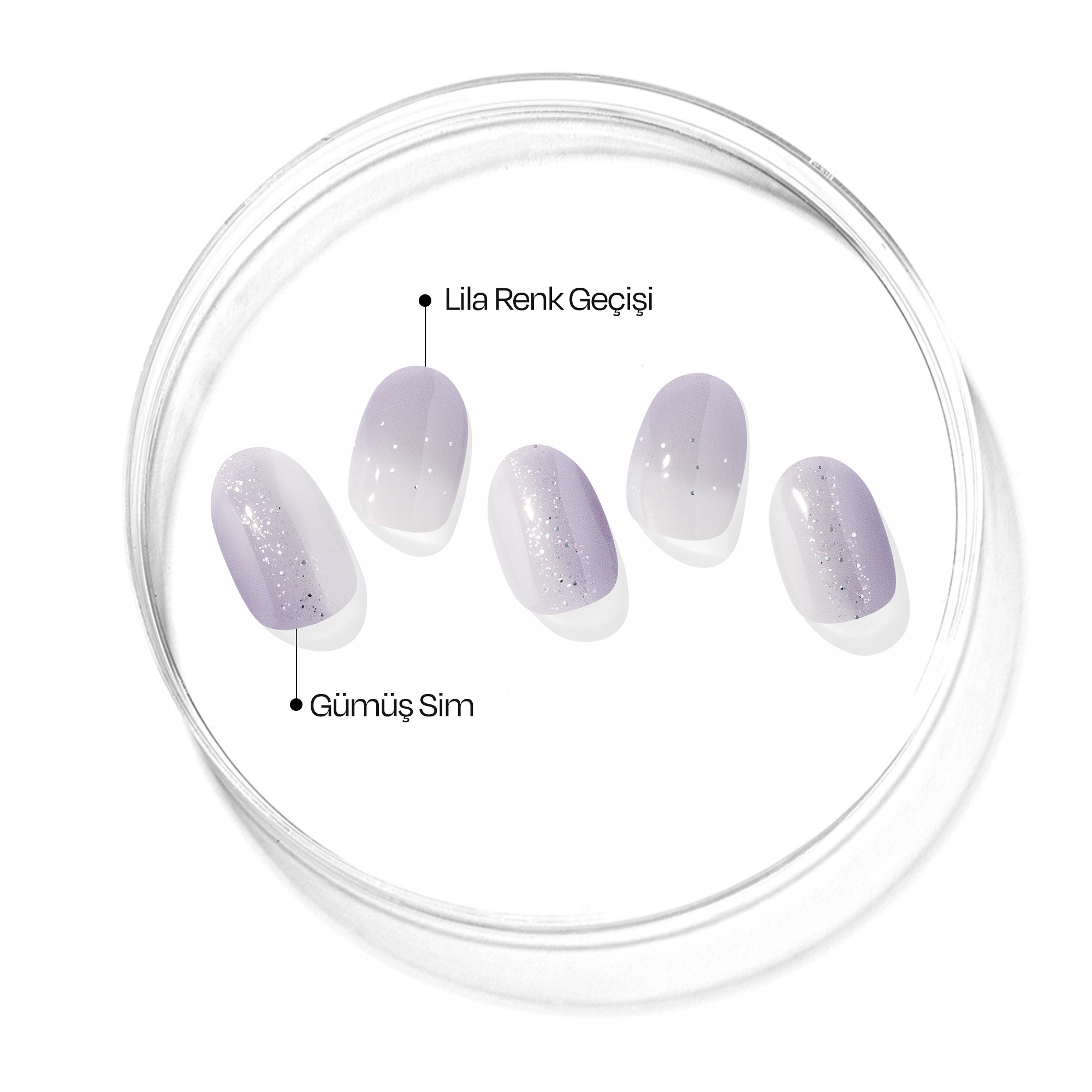 N Lilac Glow Jel Tırnak 30 Adet, 2 Kullanım