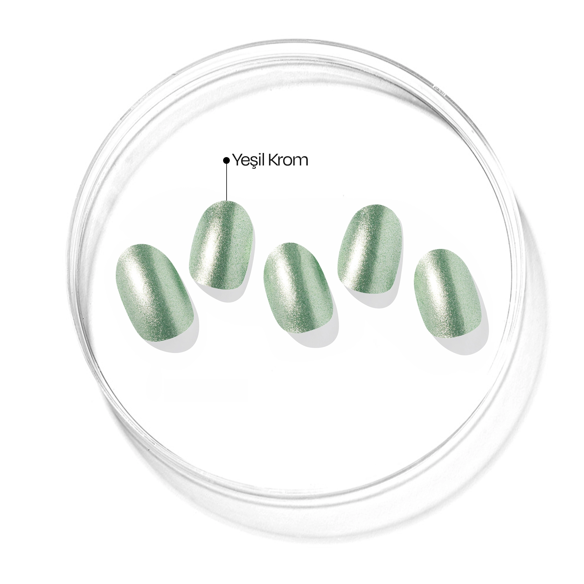 N Matcha Chrome Jel Tırnak 30 Adet, 2 Kullanım