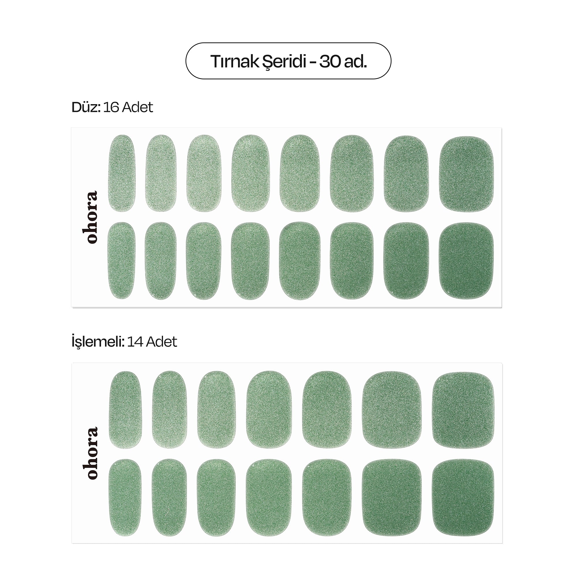 N Matcha Chrome Jel Tırnak 30 Adet, 2 Kullanım