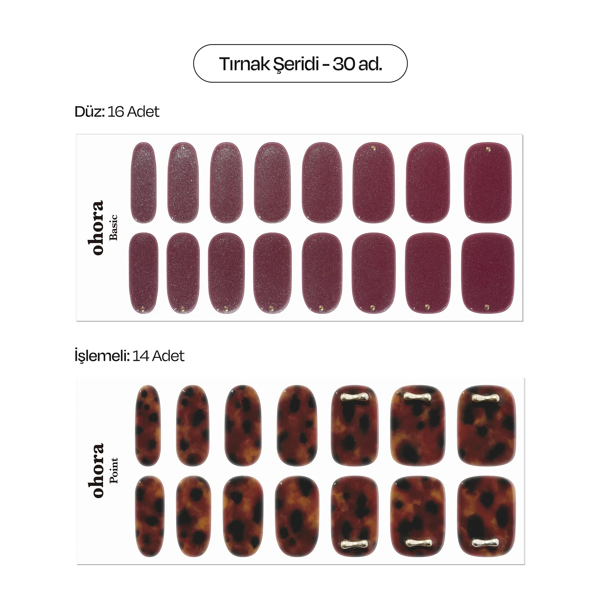 N Noir Amber Jel Tırnak 30 Adet, 2 Kullanım