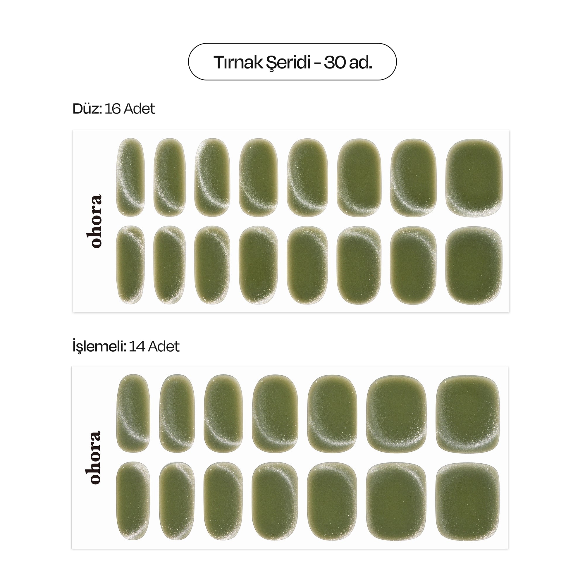 N Olive Glow Fall Jel Tırnak 30 Adet, 2 Kullanım