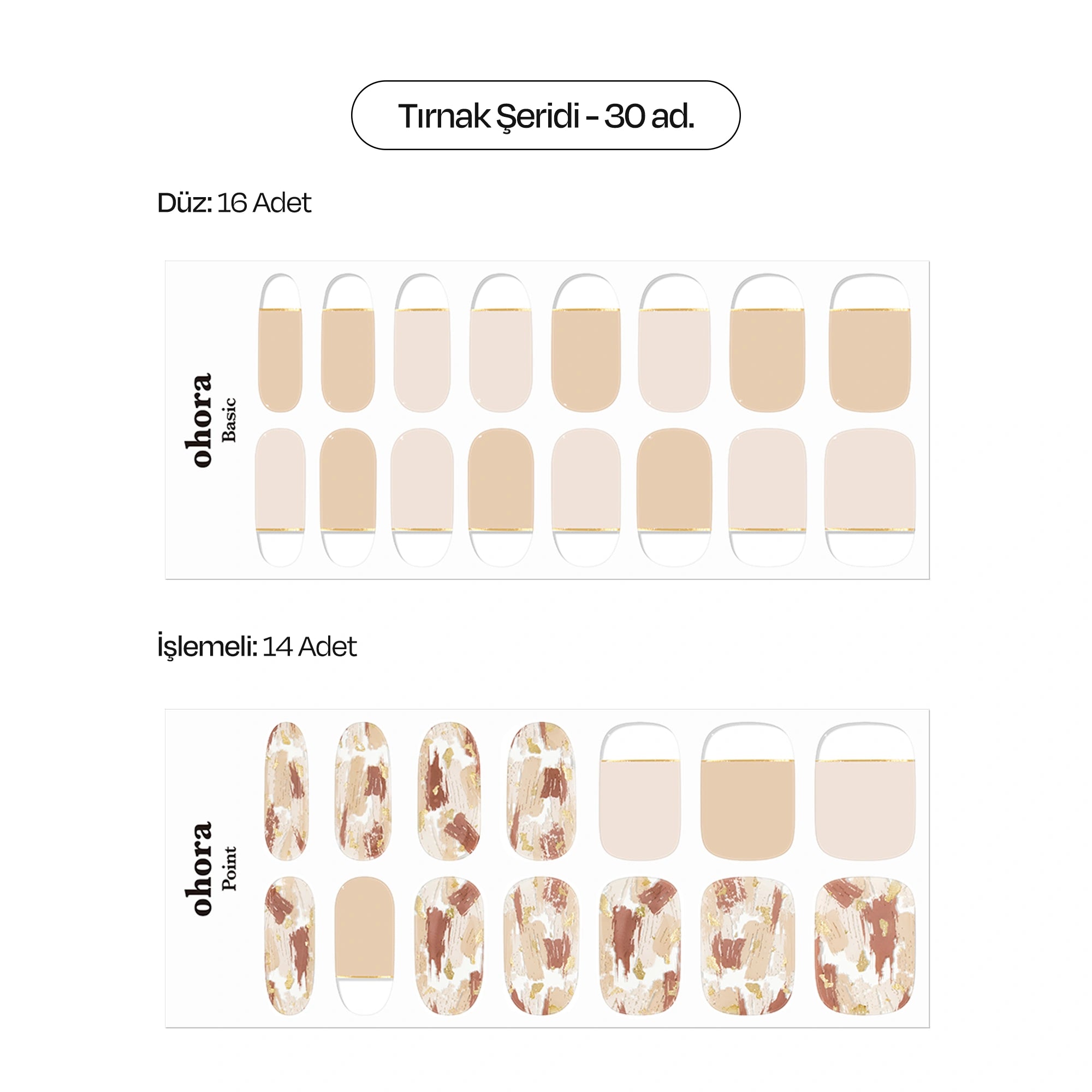 N Ombrer Beige Jel Tırnak 30 Adet, 2 Kullanım