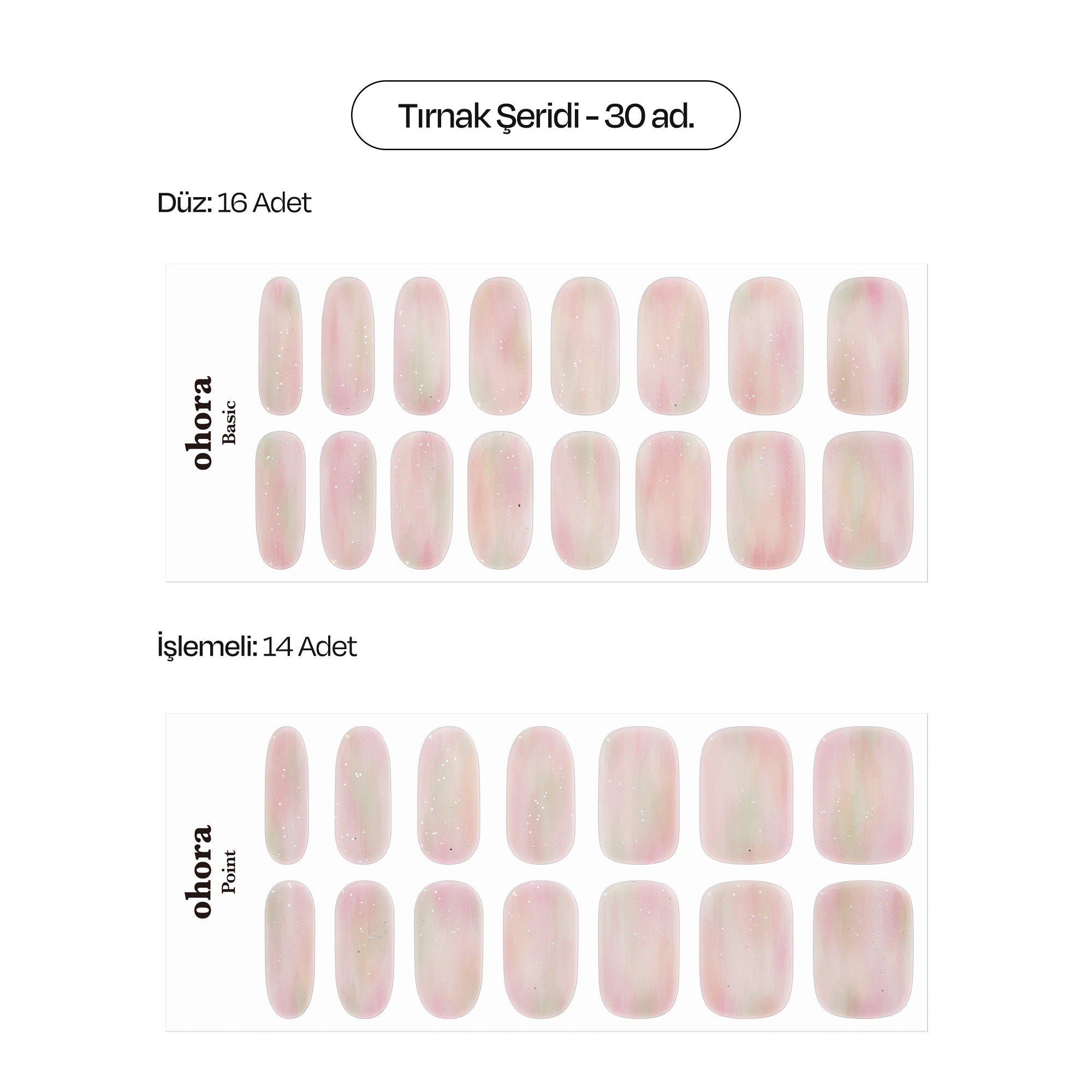 N Pastel Mood Jel Tırnak 30 Adet, 2 Kullanım