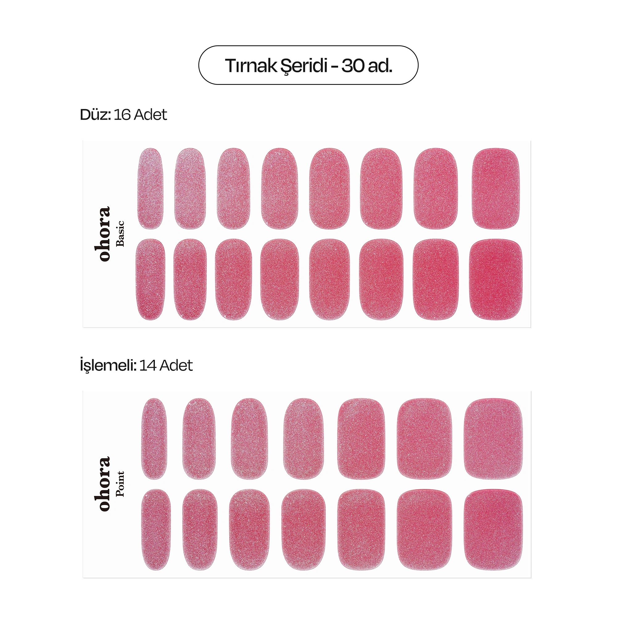 N Pink Chrome Jel Tırnak 30 Adet, 2 Kullanım