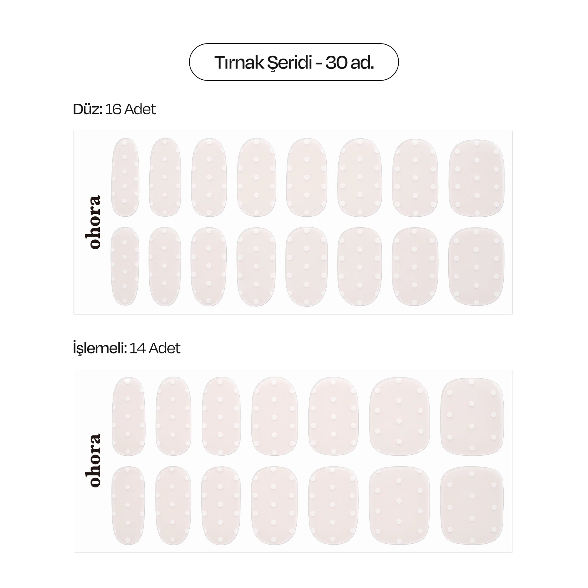 N Polka Blanc Jel Tırnak 30 Adet, 2 Kullanım