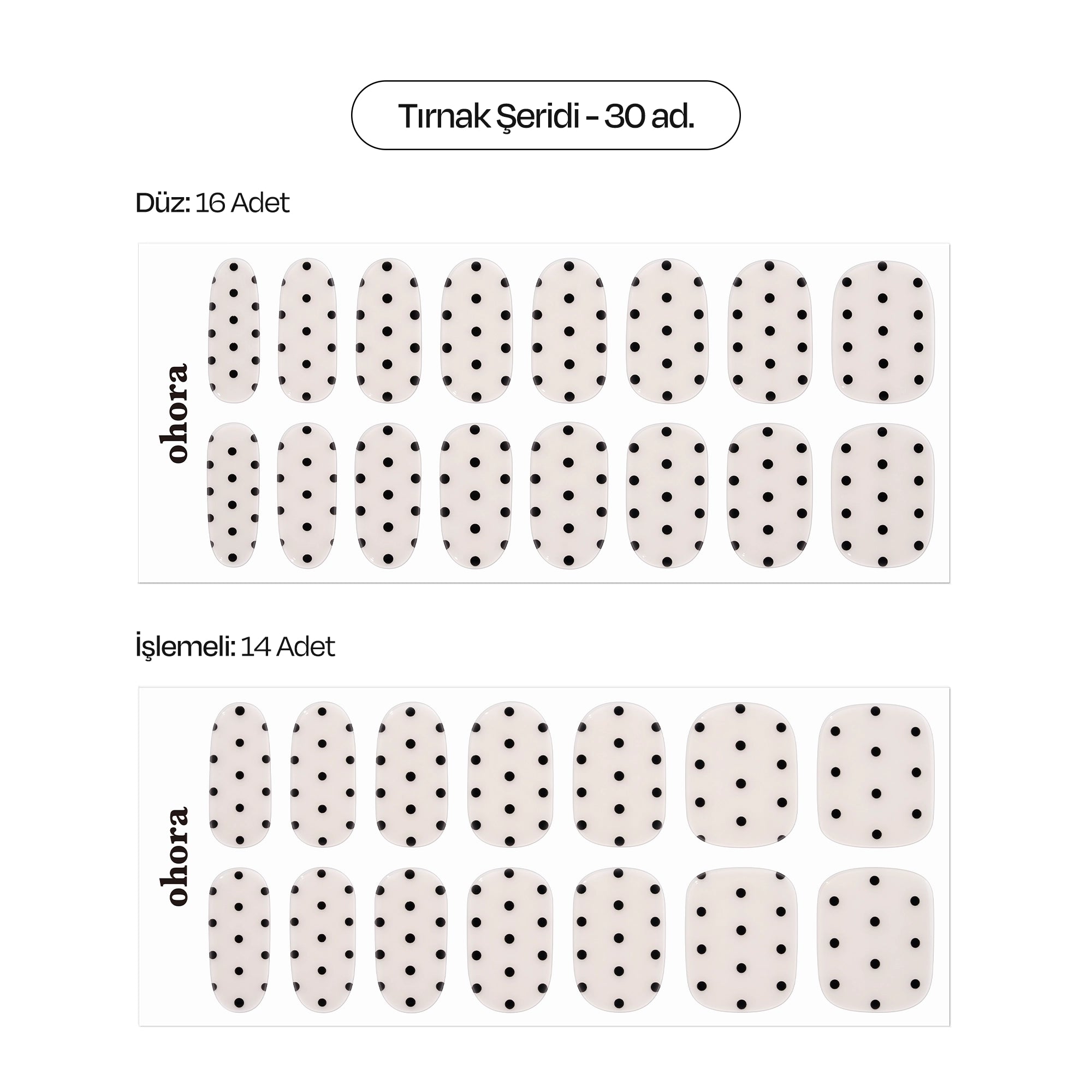 N Polka Noir Jel Tırnak 30 Adet, 2 Kullanım