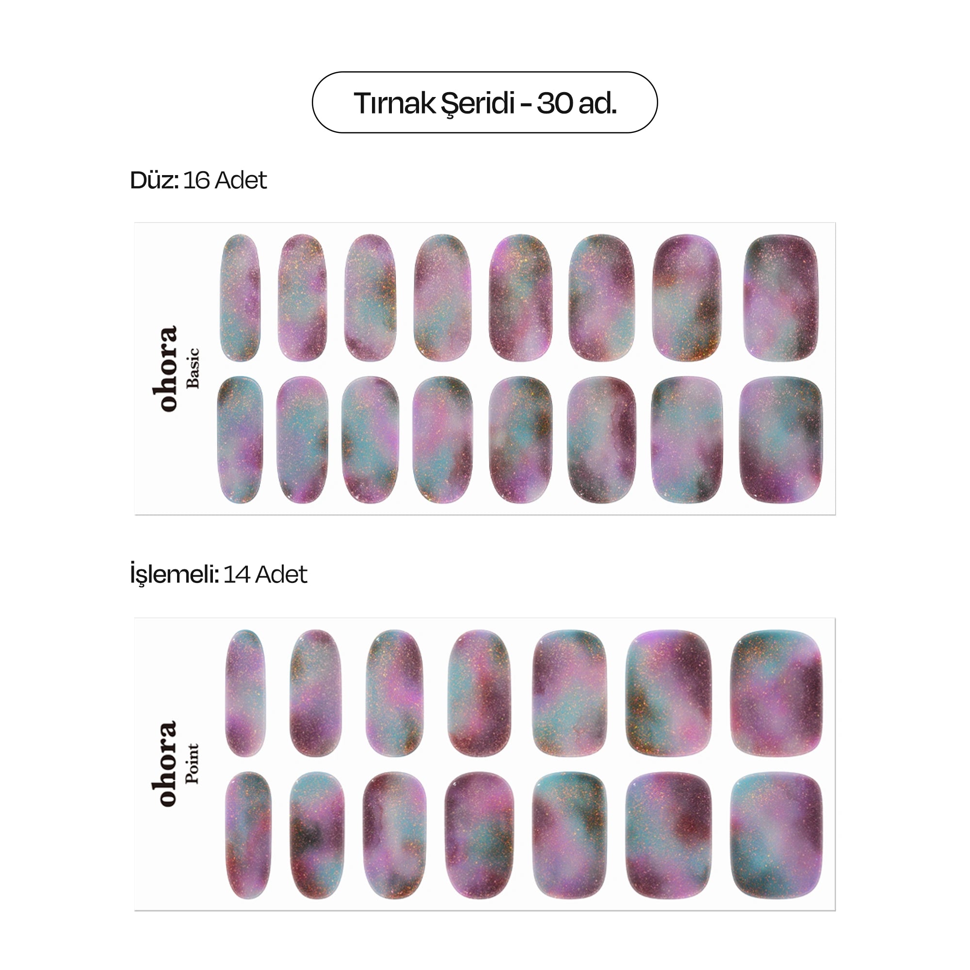 N Purple Glow Jel Tırnak 30 Adet, 2 Kullanım
