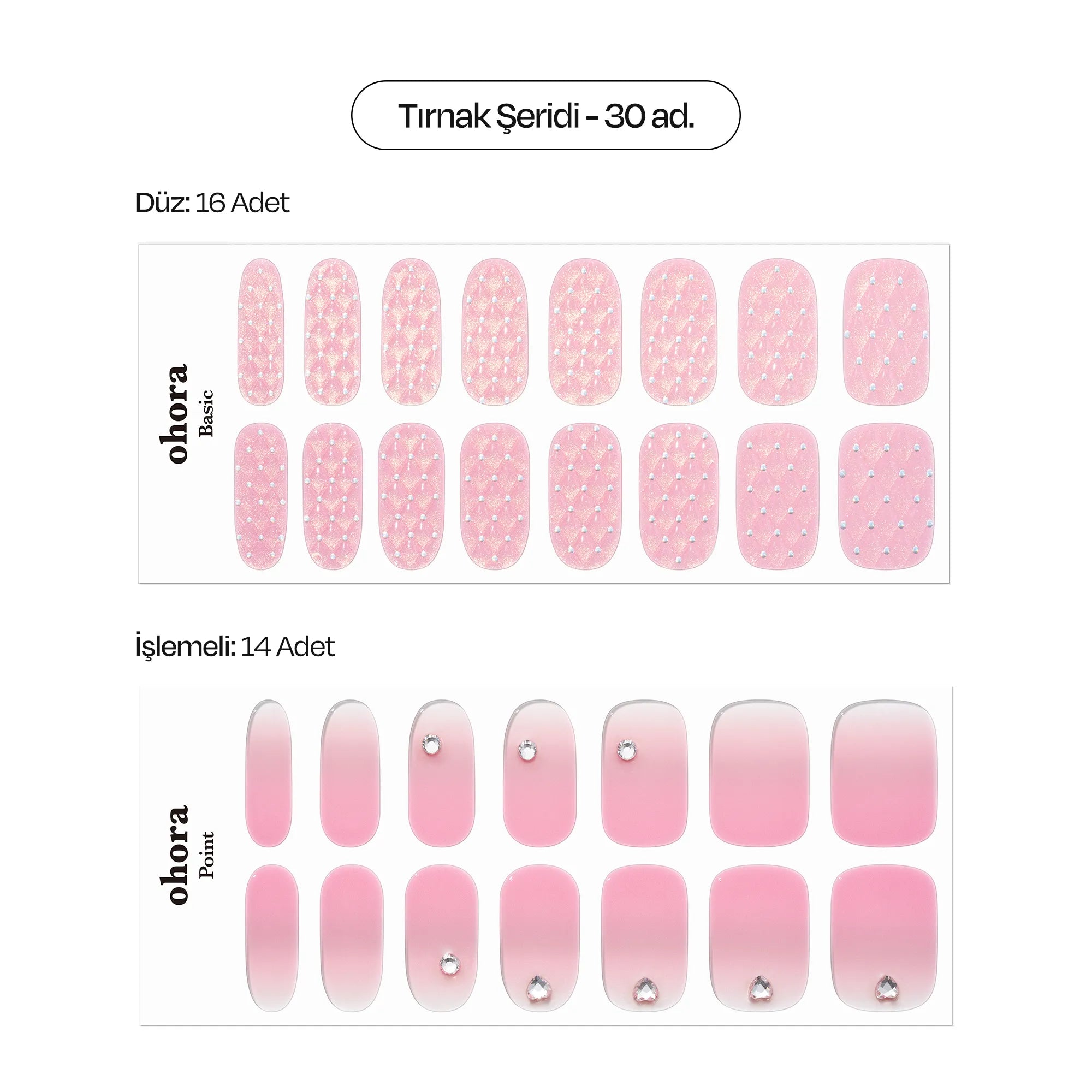 N Quilting Pink Jel Tırnak 30 Adet, 2 Kullanım