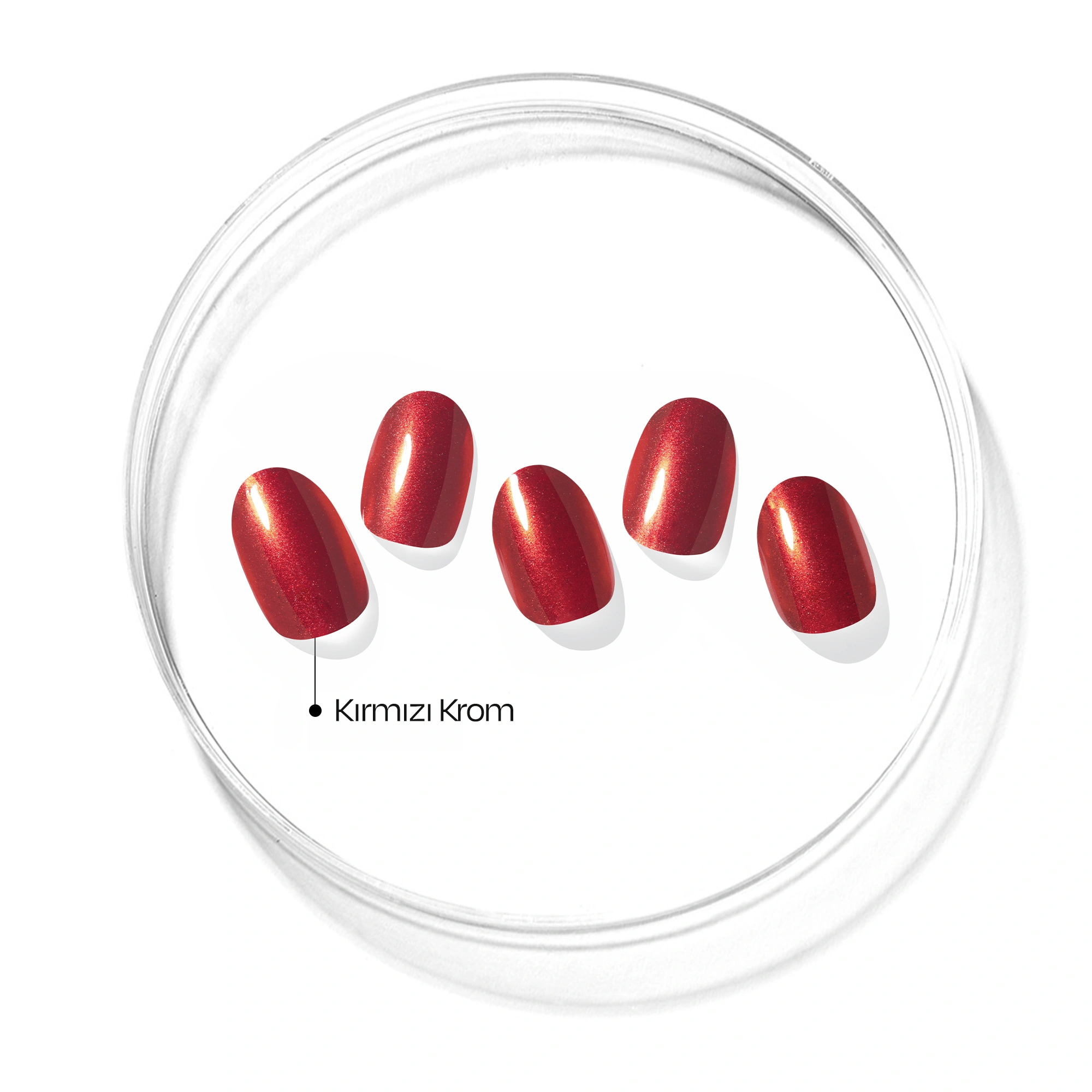 N Red Chrome Jel Tırnak 30 Adet, 2 Kullanım