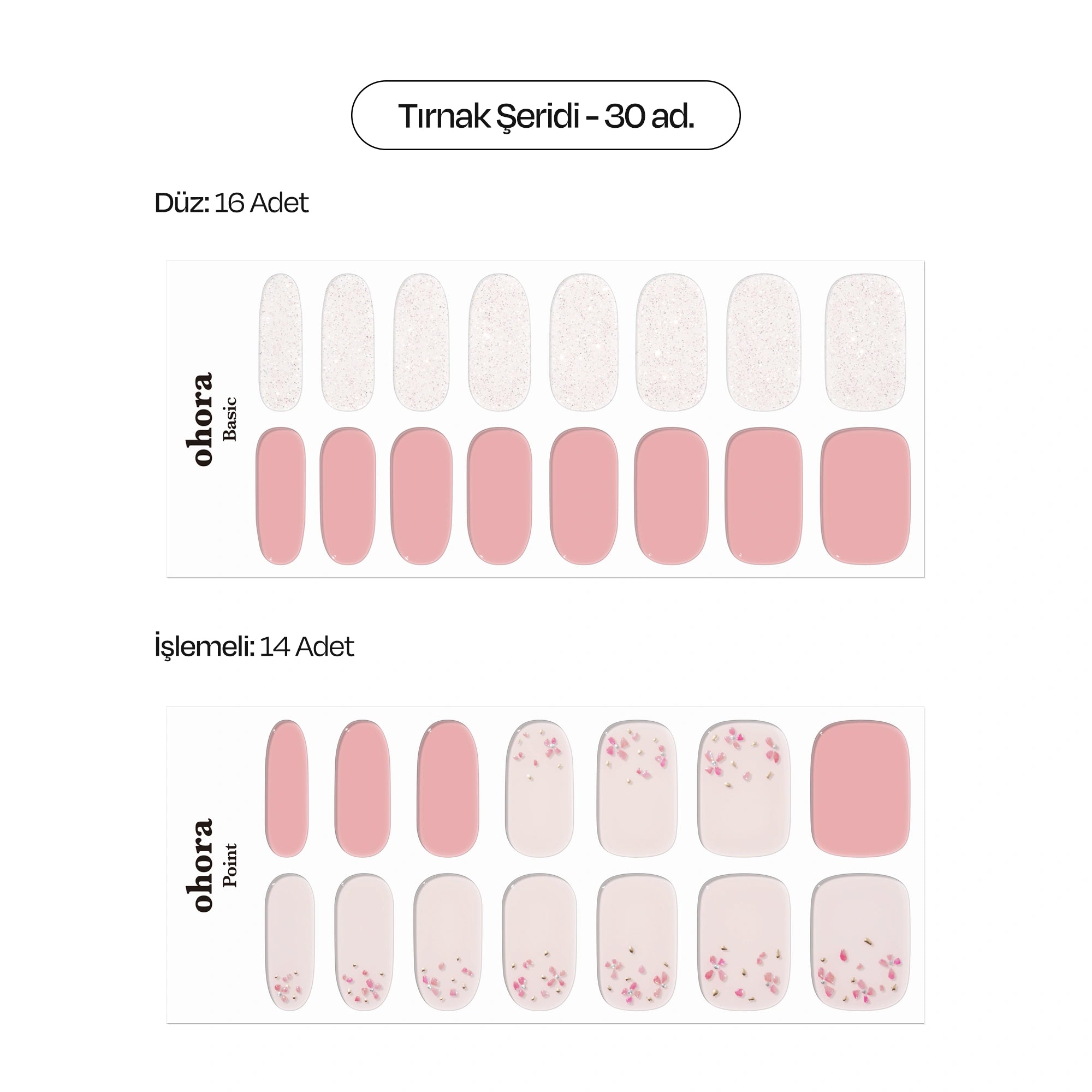 N Rose Diamond Jel Tırnak 30 Adet, 2 Kullanım