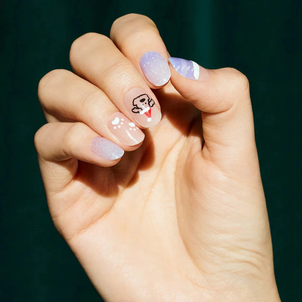 köpek desenli takma tırnak seti