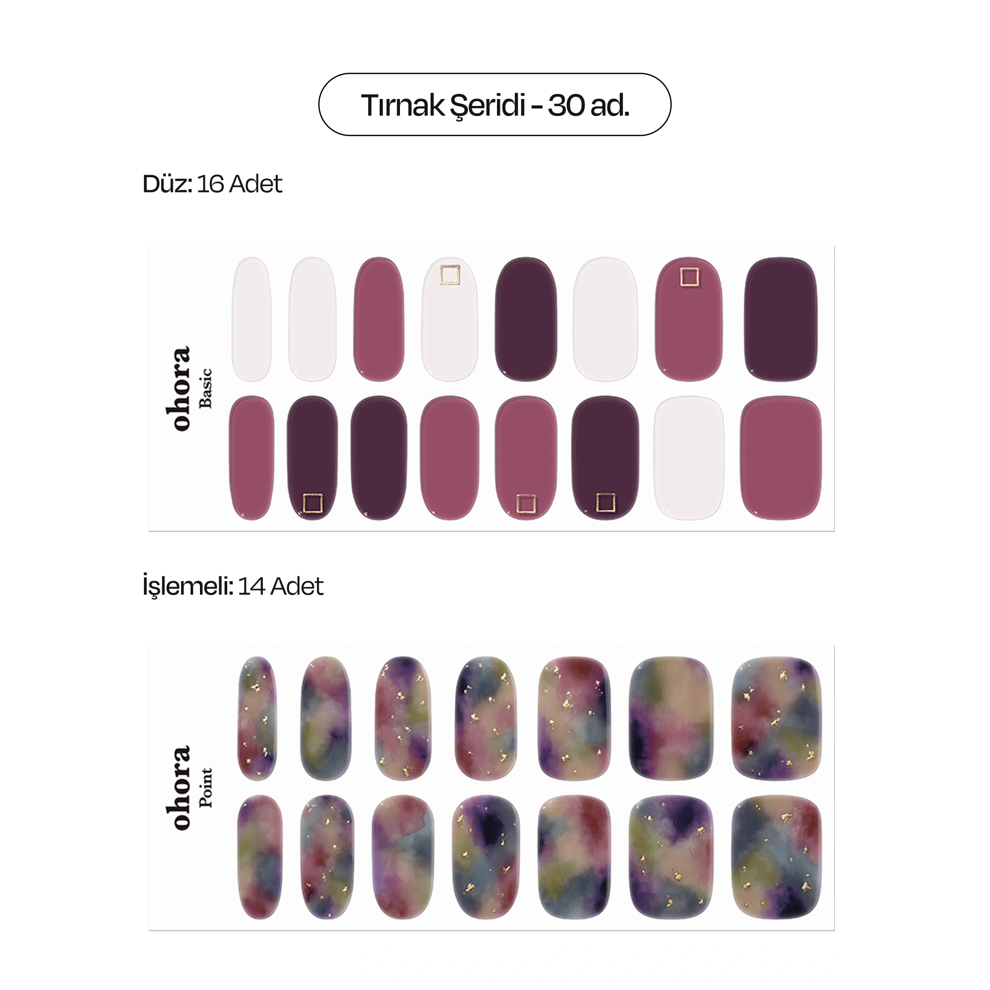 N Tie-dye Jel Tırnak 30 Adet, 2 Kullanım