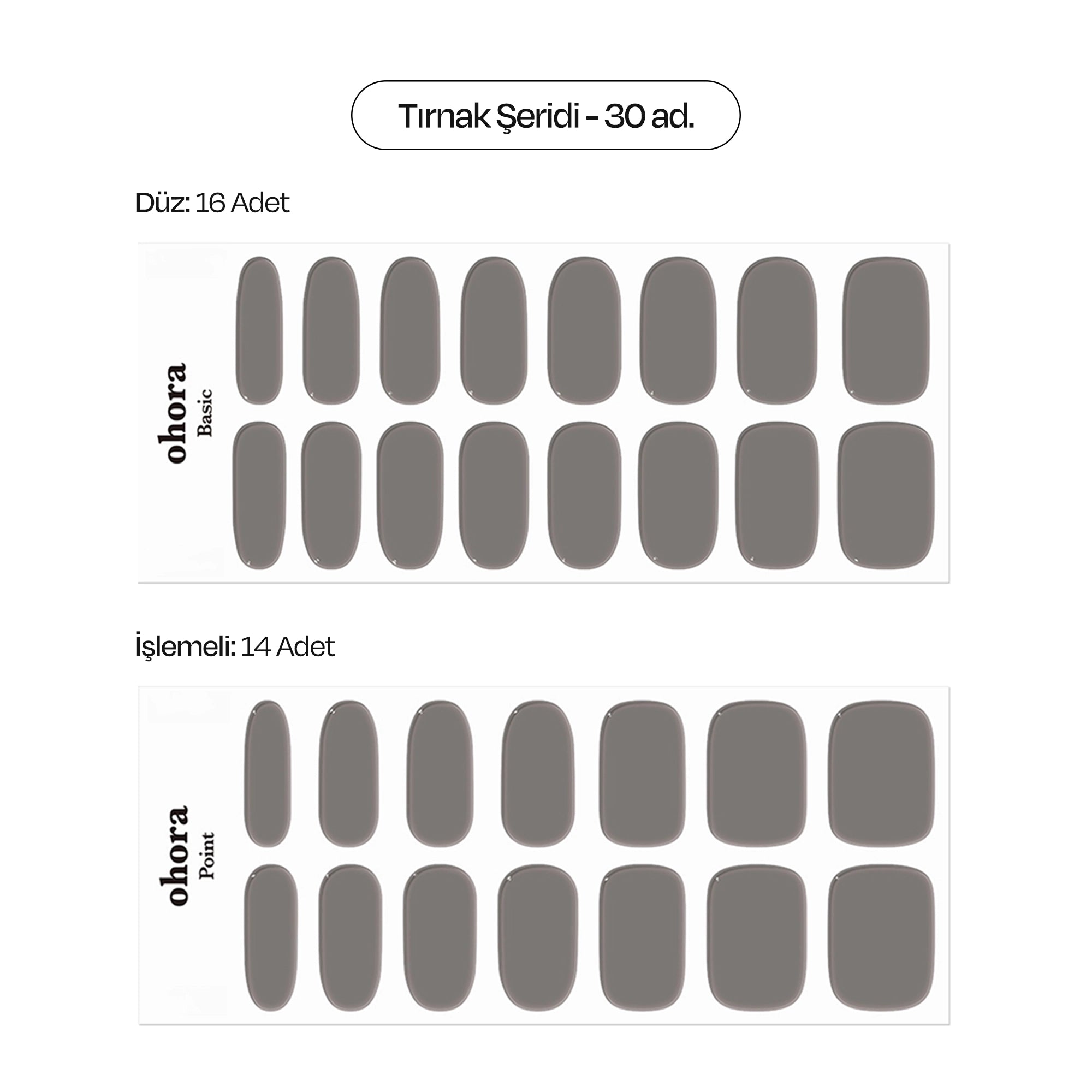 N Tint Black Jel Tırnak 30 Adet, 2 Kullanım