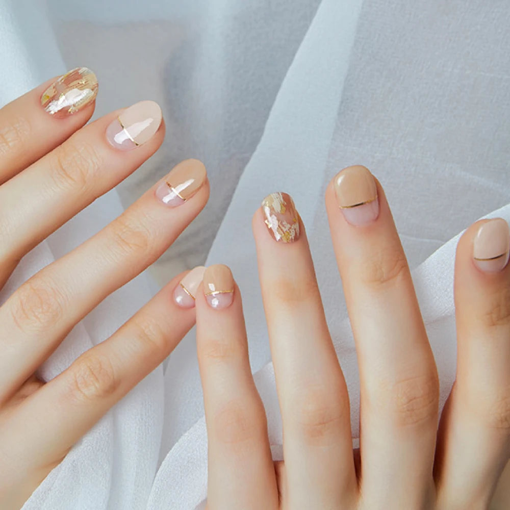 N Ombrer Beige Jel Tırnak 30 Adet, 2 Kullanım