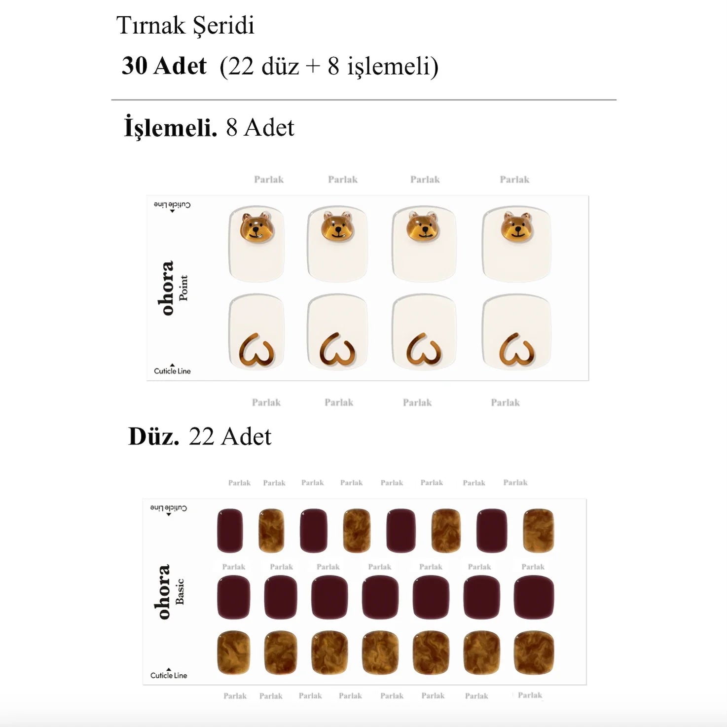 P Caramel Bear Jel Tırnak 30 Adet 2 Kullanım