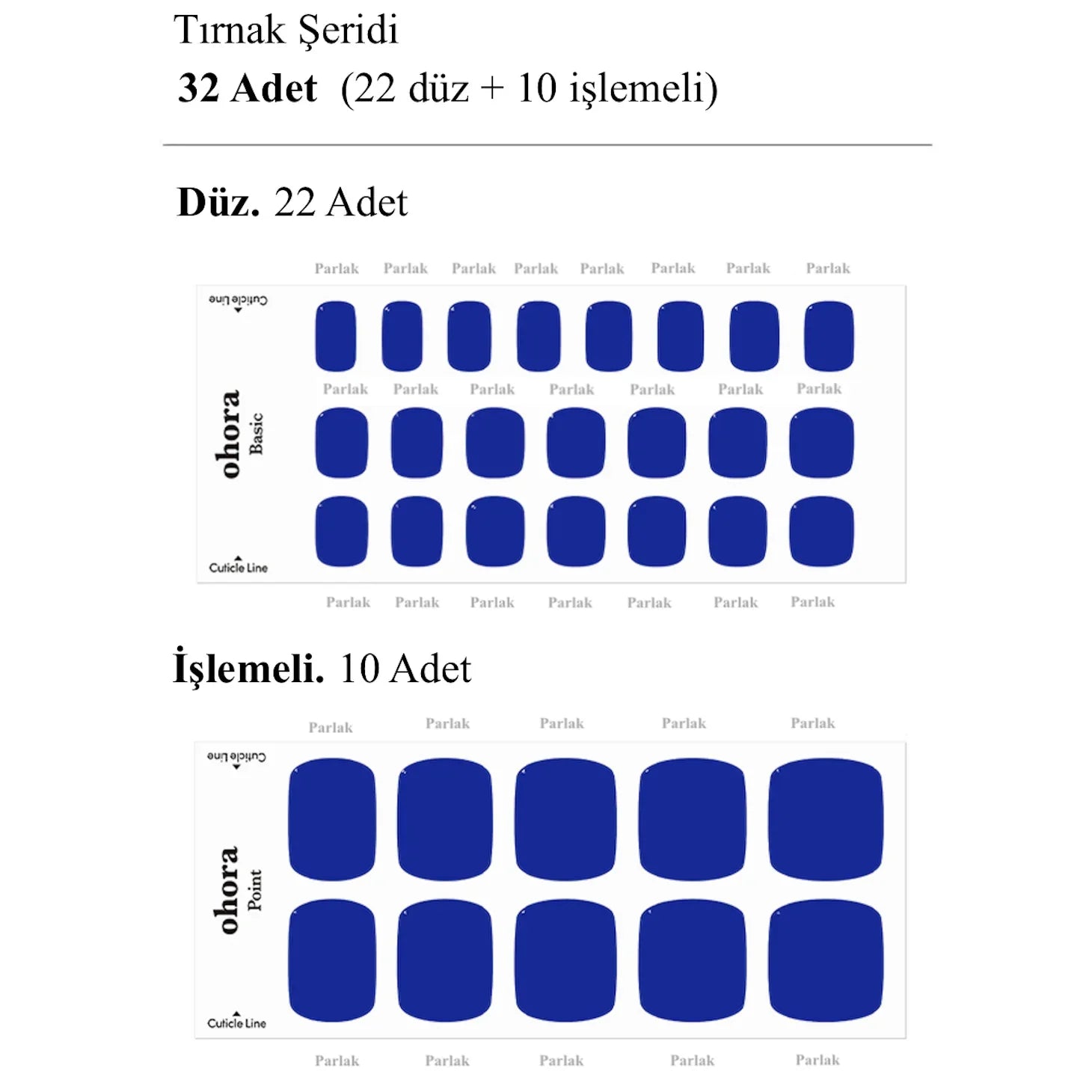 P Cobalt Blue Jel Tırnak 32 Adet 2 Kullanım
