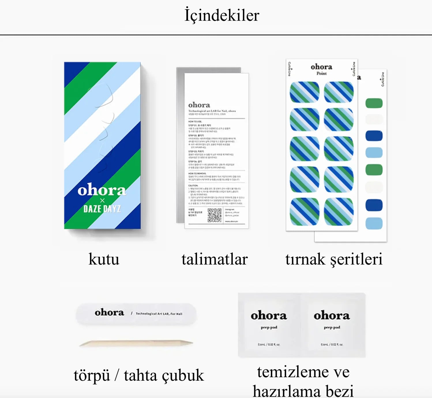 P Lollie Stripe Jel Tırnak 32 Adet 2 Kullanım