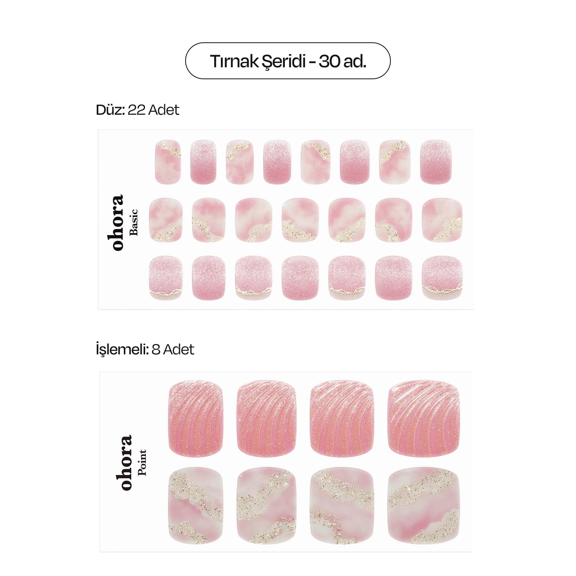 P Mermaid Dust Jel Tırnak 30 Adet, 2 Kullanım