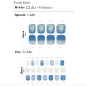 P Ocean Marble Jel Tırnak 32 Adet 2 Kullanım