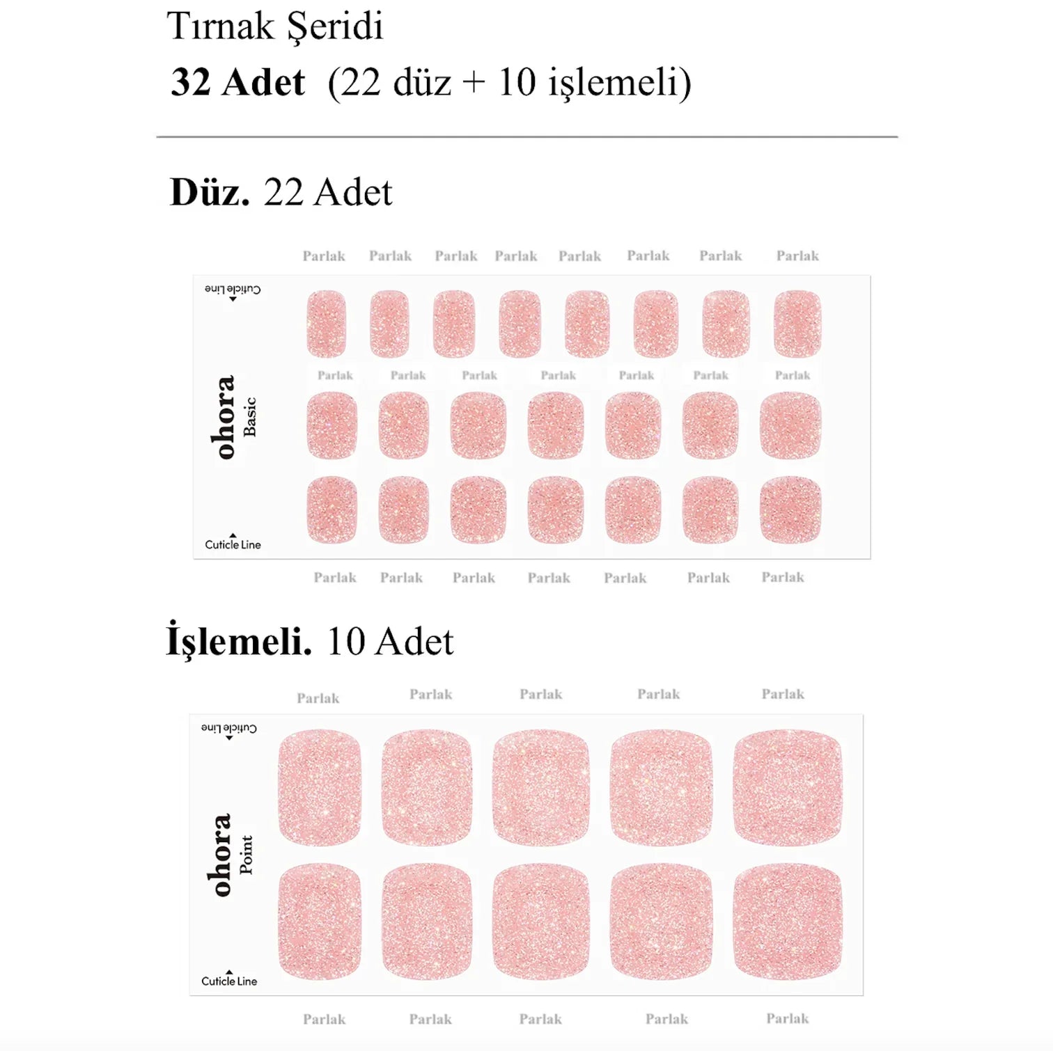P Pink Salt Jel Tırnak 32 Adet 2 Kullanım