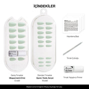 Sage Serenity Jel Takma Tırnak Orta Boy Oval 30 Adet paket içeriği: 30 adet jel tırnak, 4 hazırlama bezi, oh! Primer ve tahta çubuk
