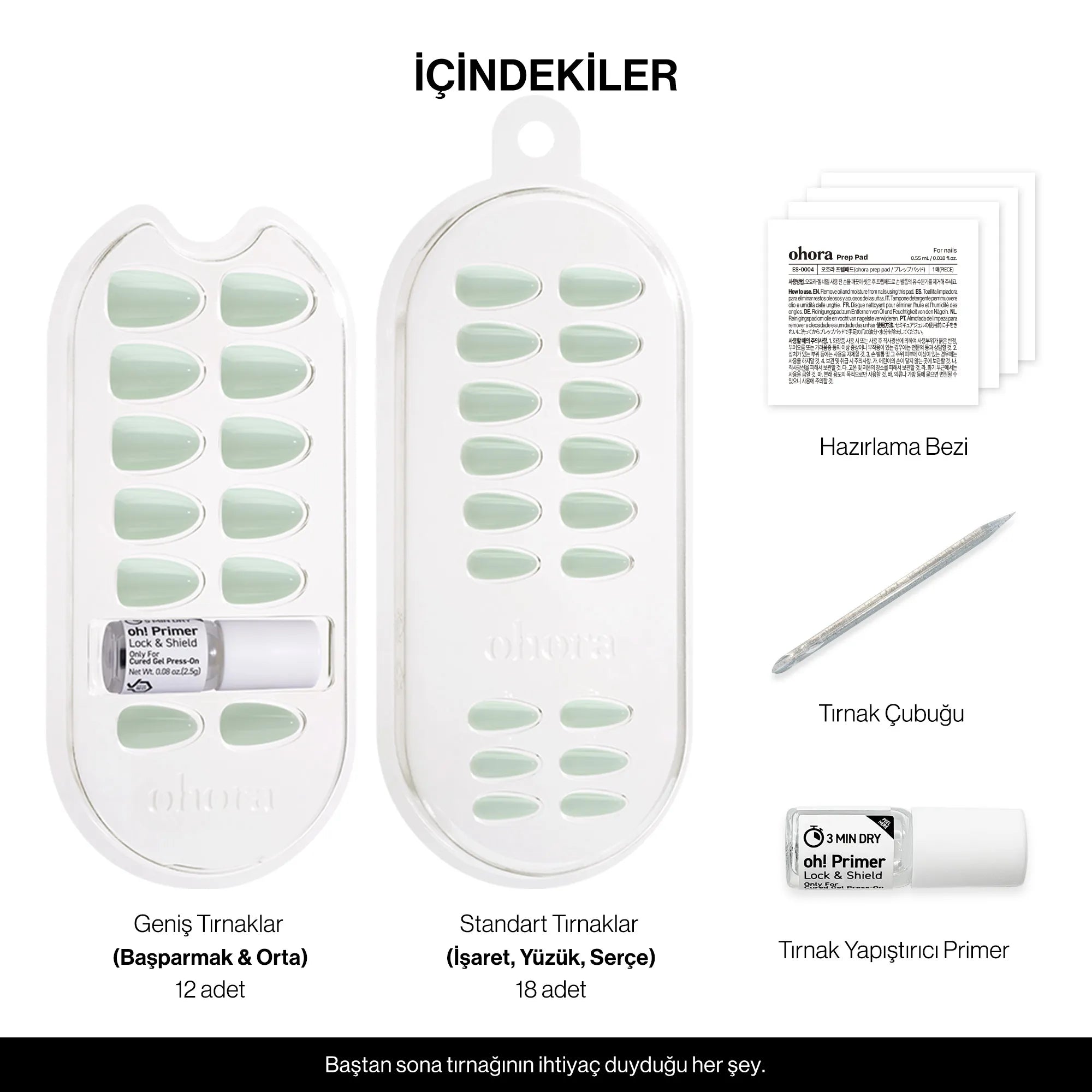 Sage Serenity Jel Takma Tırnak Orta Boy Oval 30 Adet paket içeriği: 30 adet jel tırnak, 4 hazırlama bezi, oh! Primer ve tahta çubuk