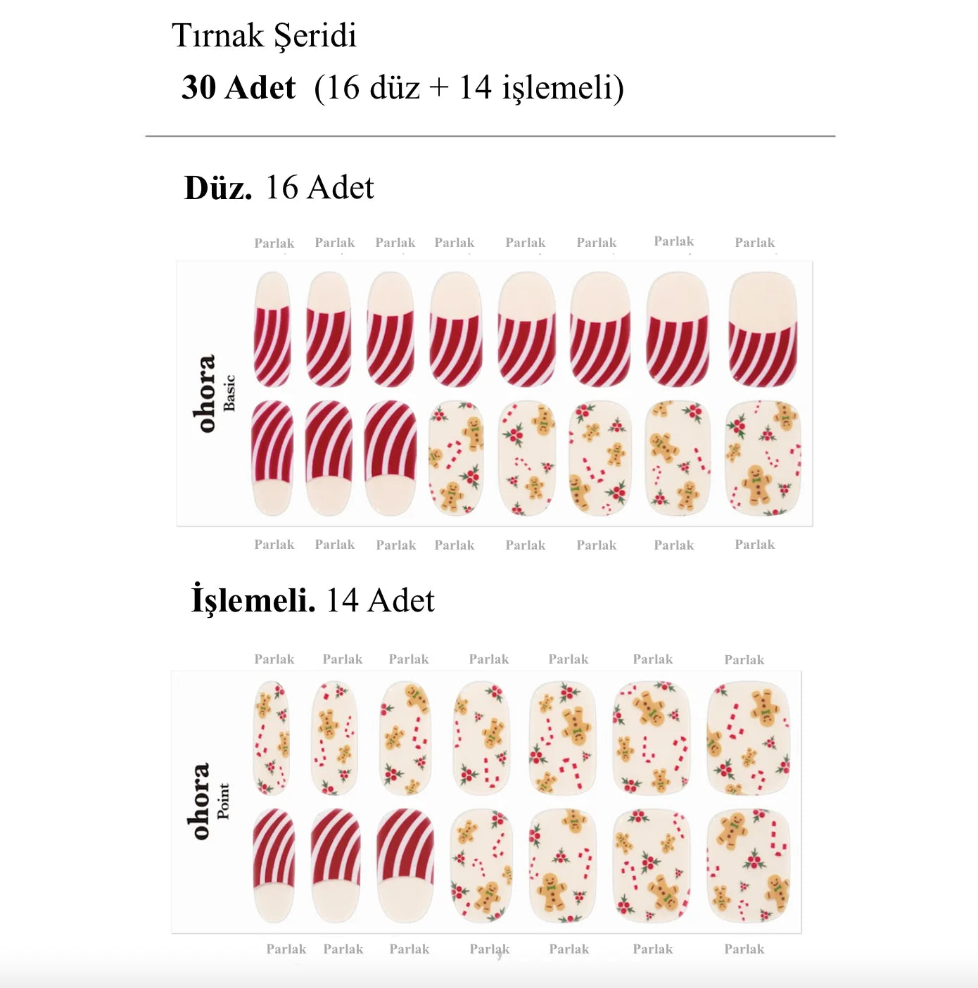 N Gingerbread Cane Jel Tırnak 30 Adet, 2 Kullanım