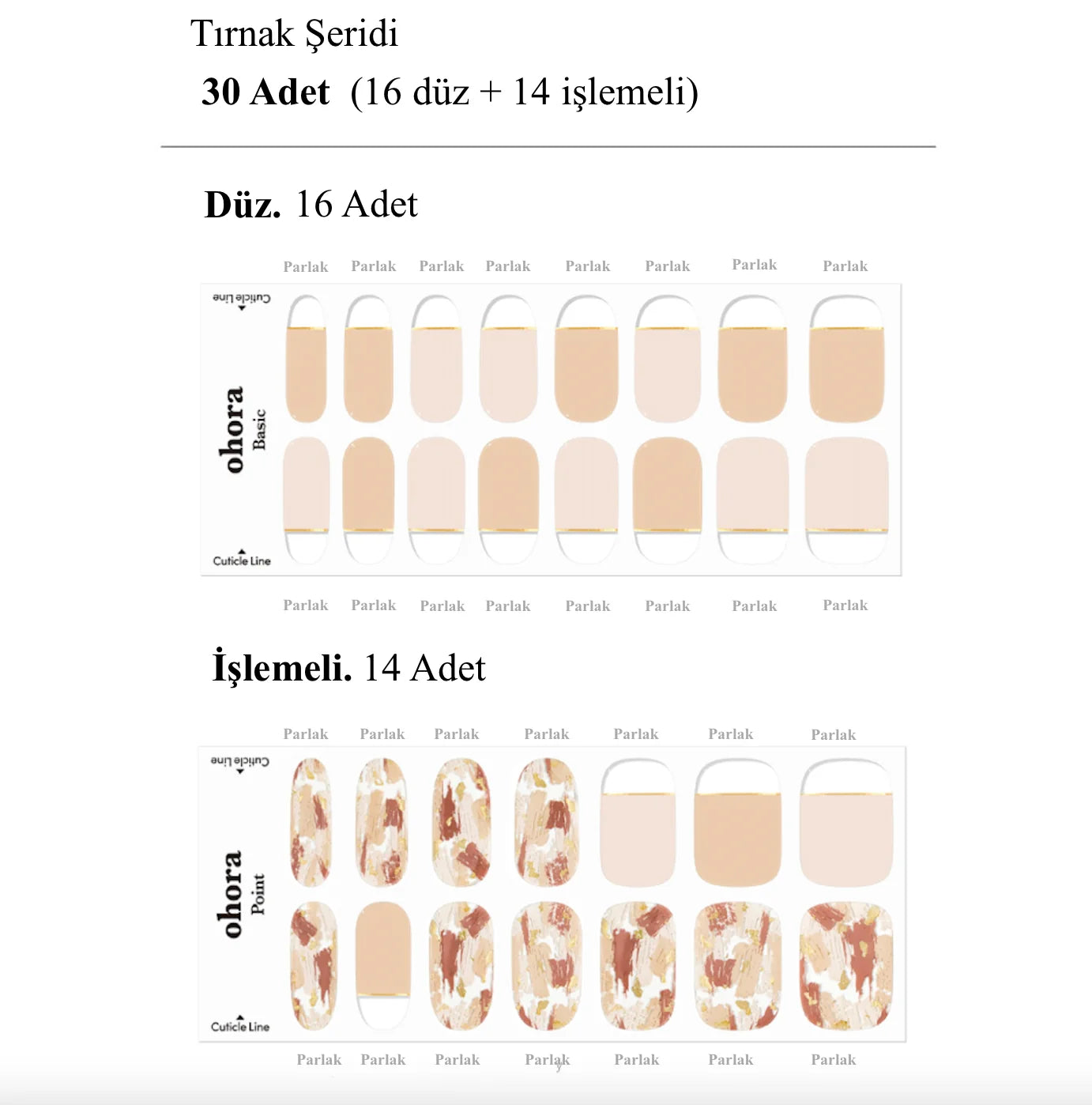 N Ombrer Beige Jel Tırnak 30 Adet, 2 Kullanım