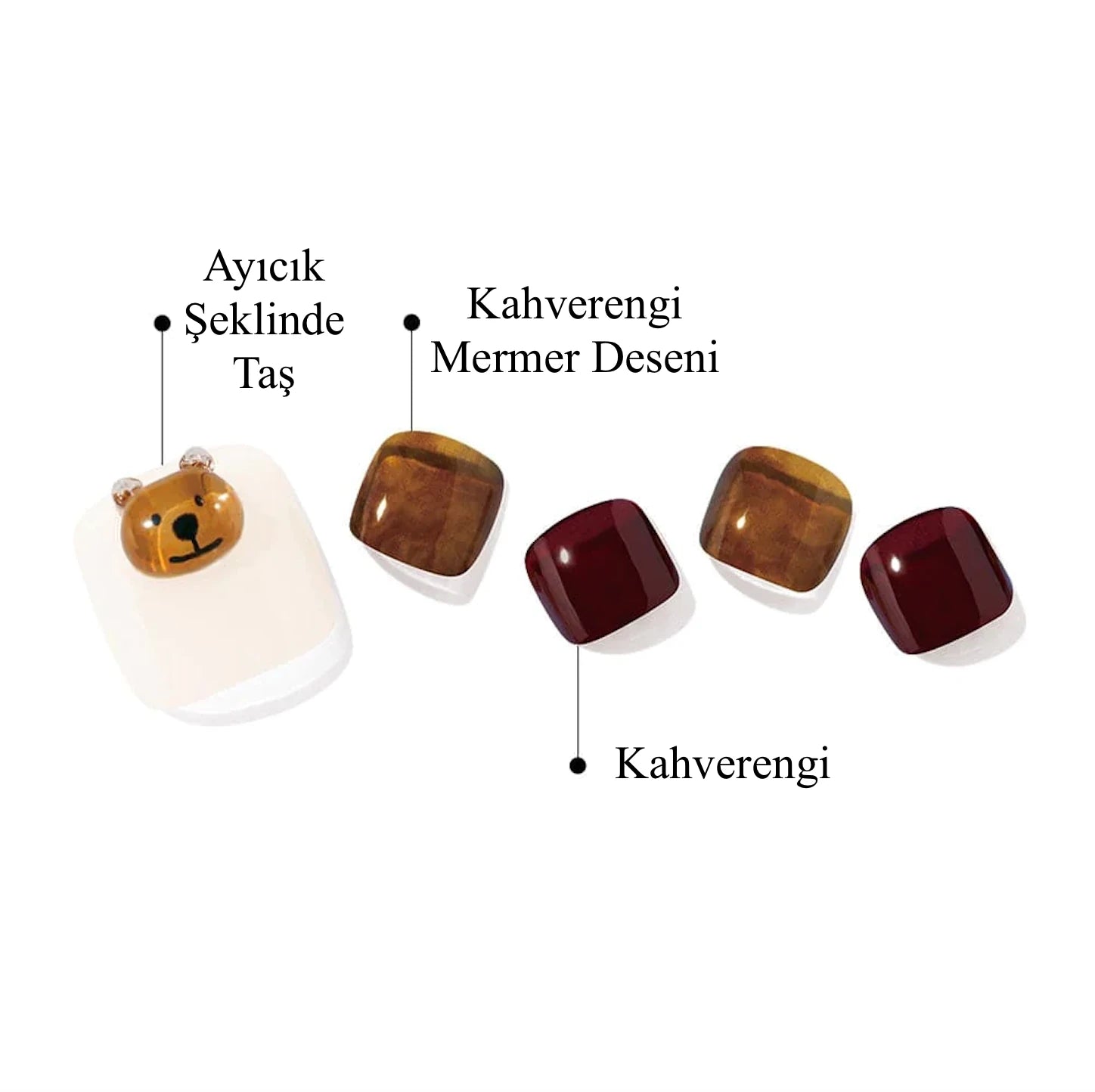 P Caramel Bear Jel Tırnak 30 Adet, 2 Kullanım