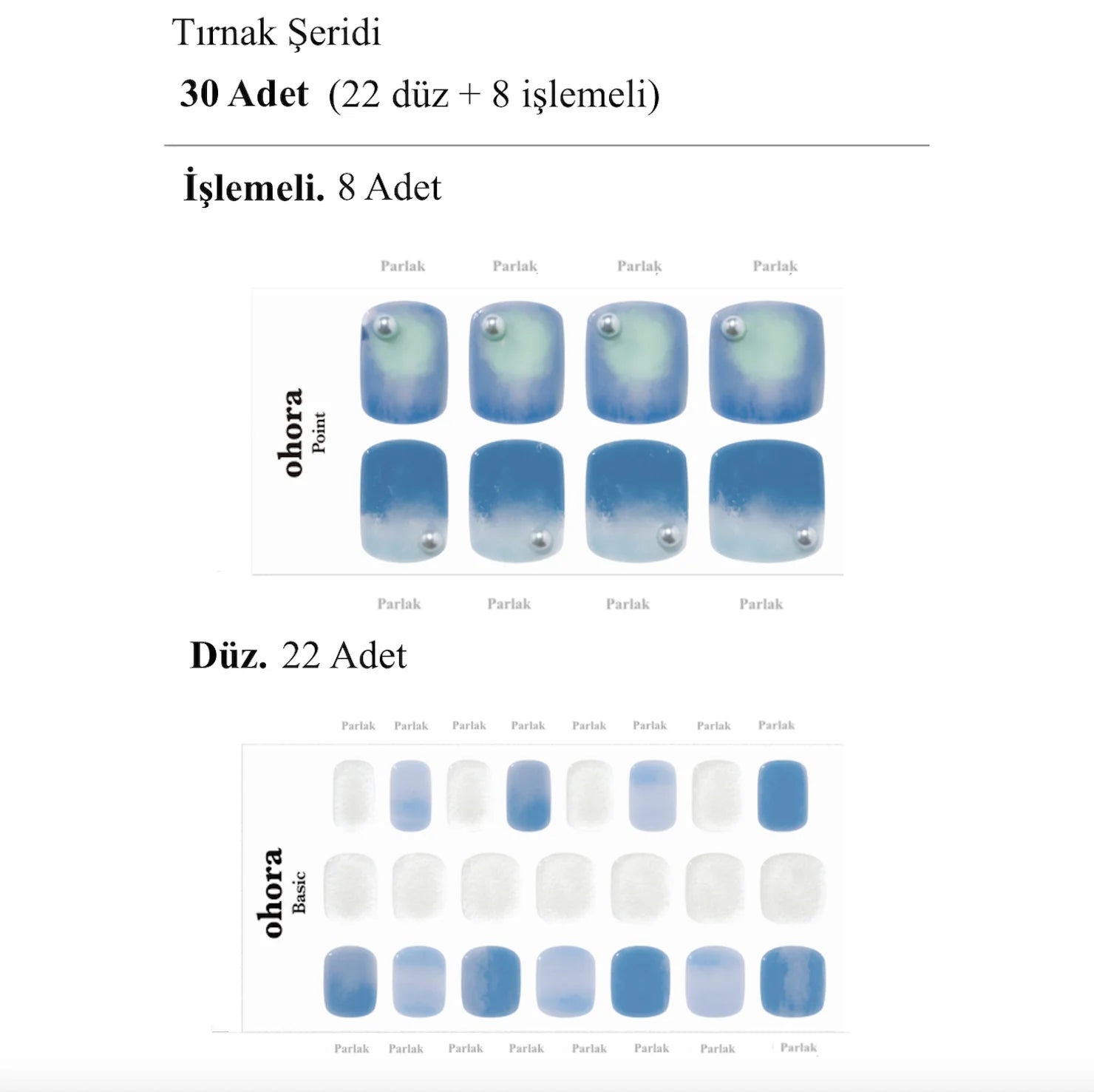 P Ocean Marble Jel Tırnak 32 Adet, 2 Kullanım