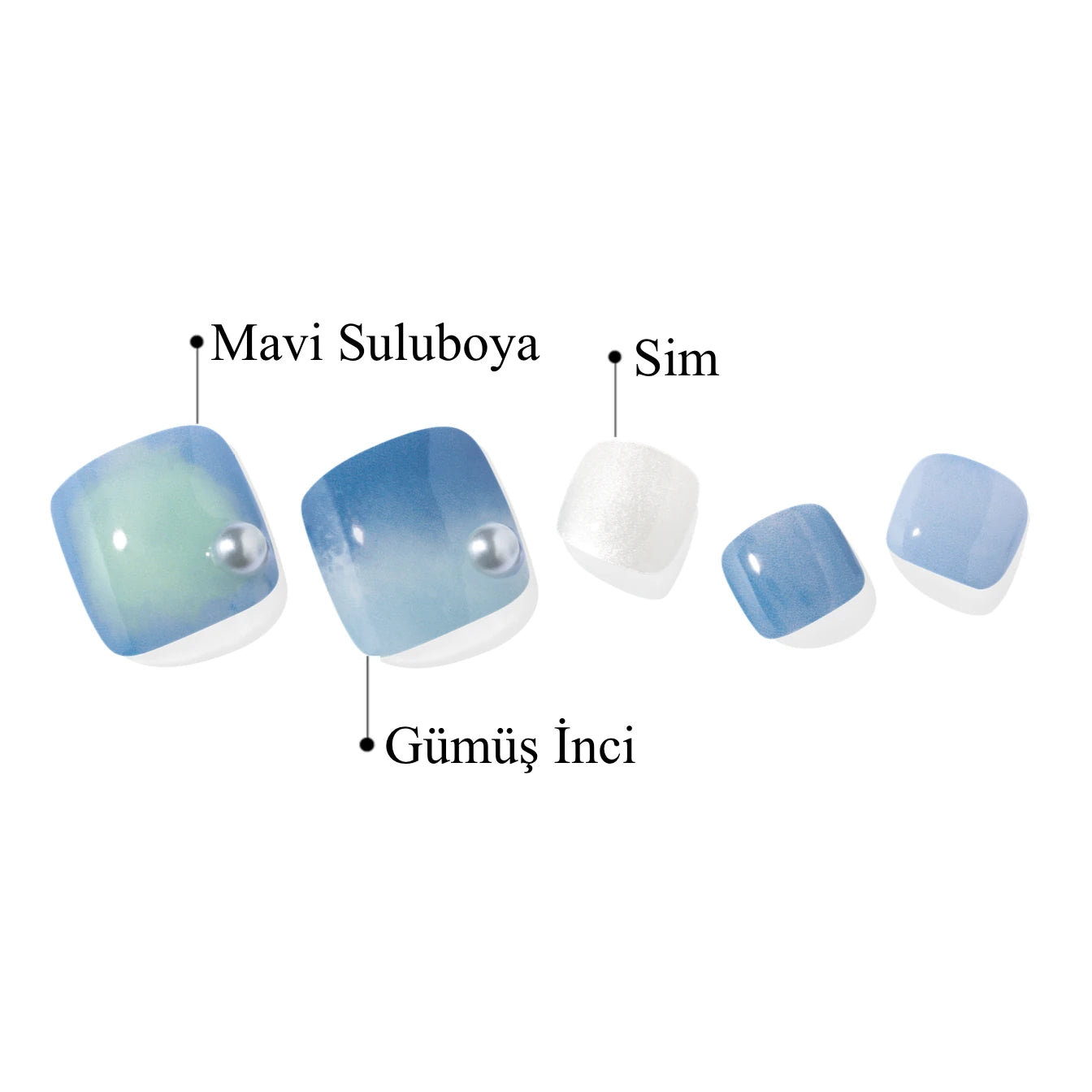 P Ocean Marble Jel Tırnak 32 Adet, 2 Kullanım