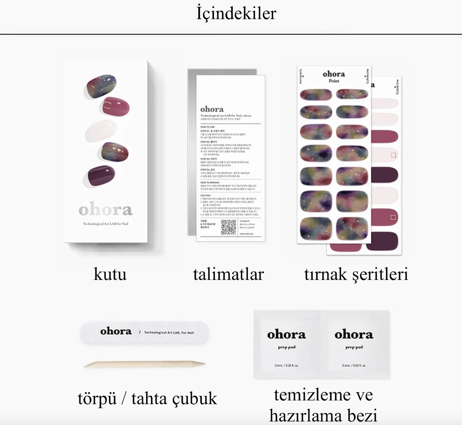 N Tie-dye Jel Tırnak 30 Adet, 2 Kullanım