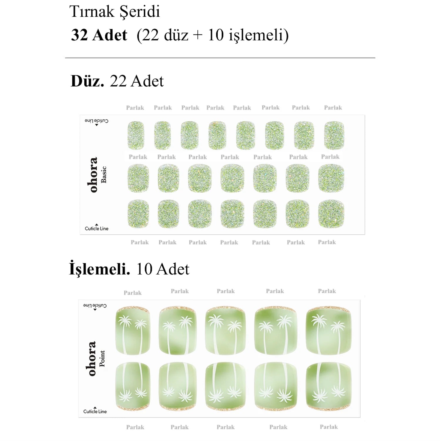 P Palm Tree Jel Tırnak 32 Adet, 2 Kullanım