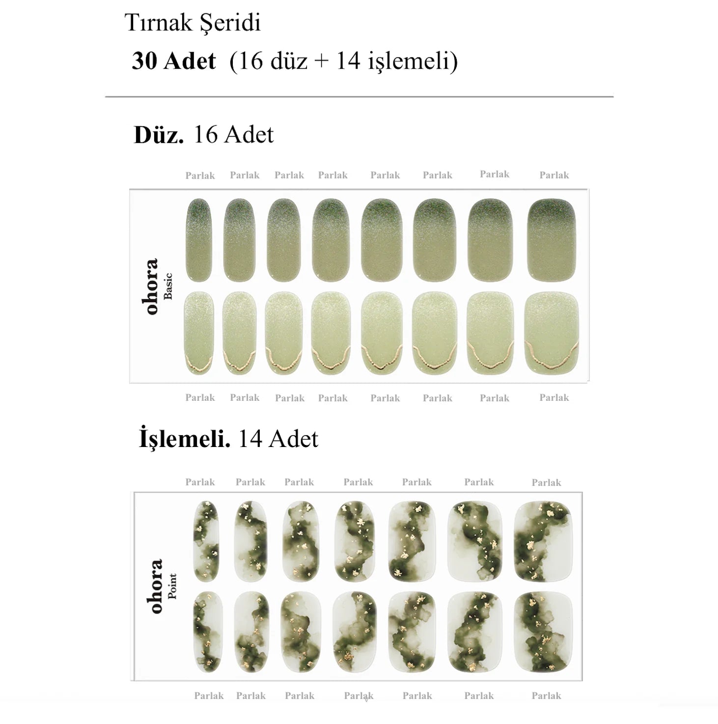 N Glimmering Leaf Jel Tırnak 30 Adet, 2 Kullanım